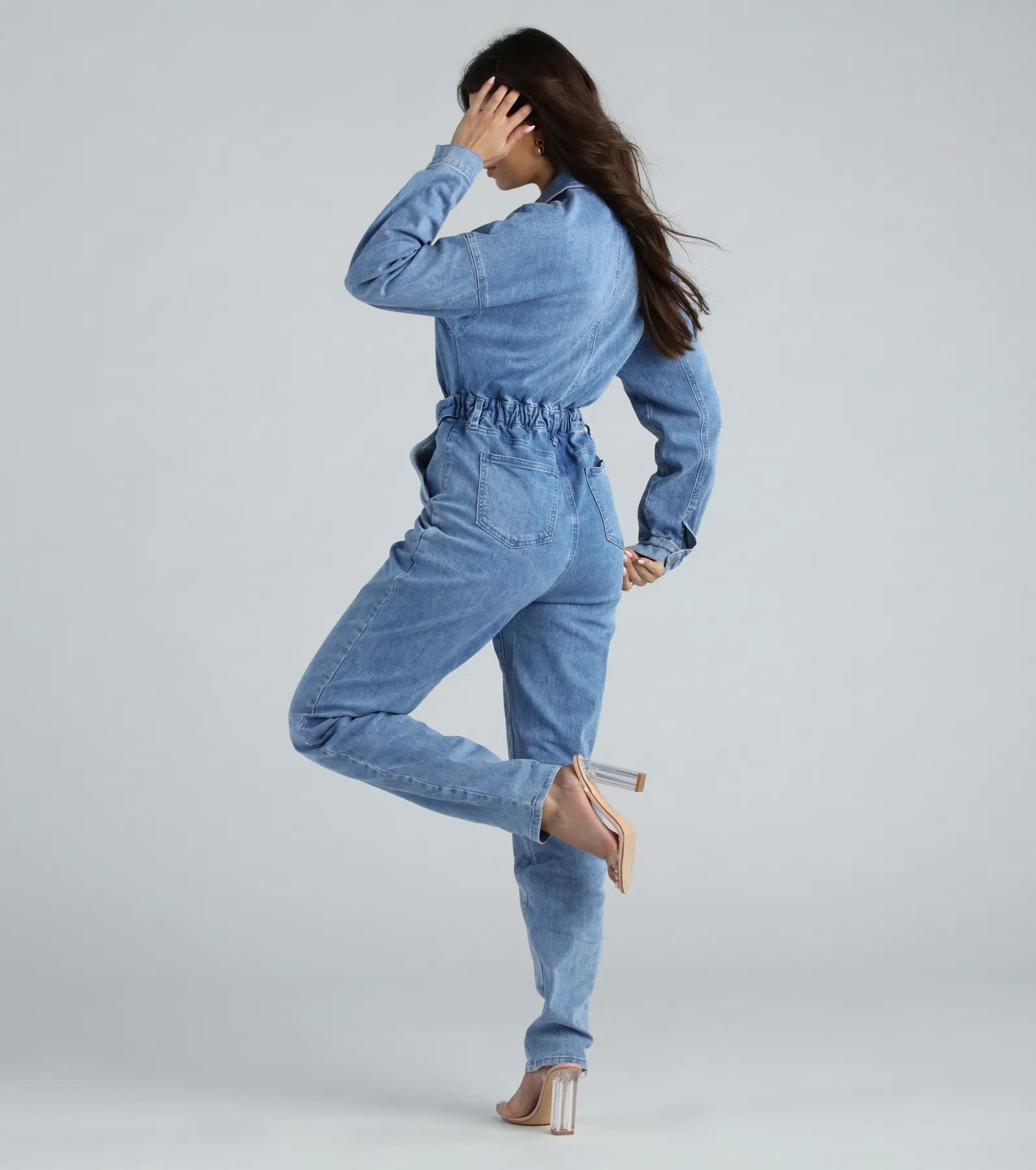 Weekend Style Long Sleeve Denim Jumpsuit