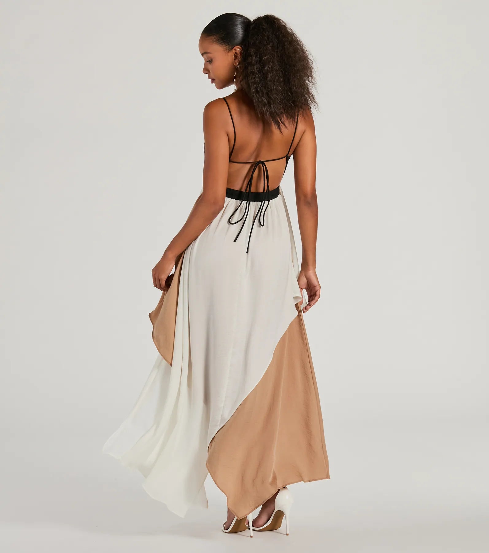 Chic Passion V-Neck Color Block Maxi Dress