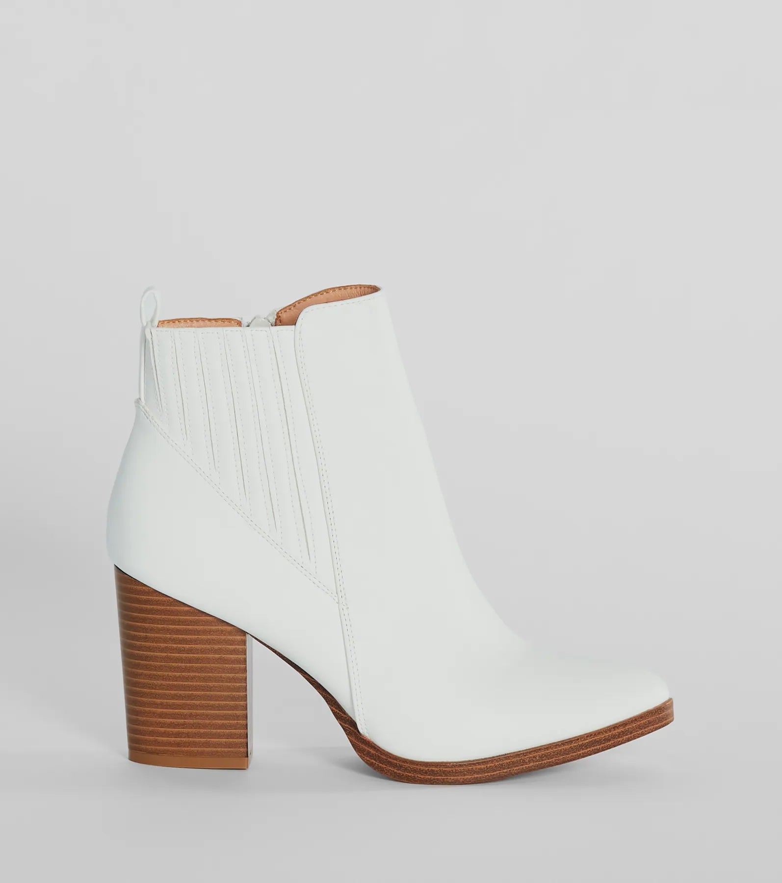 Trendy Moves Block Heel Faux Leather Booties