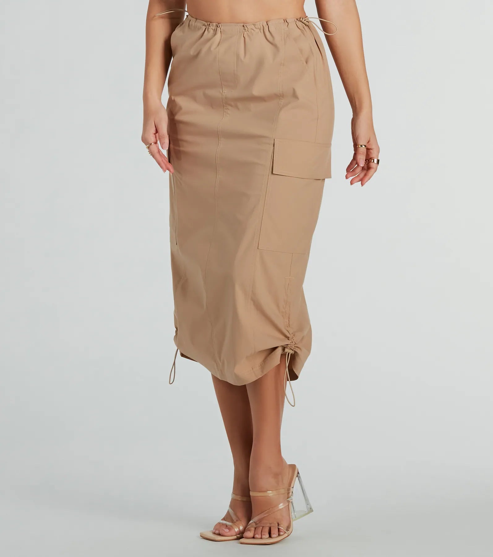 She's A Trendsetter Nylon Parachute Midi Skirt