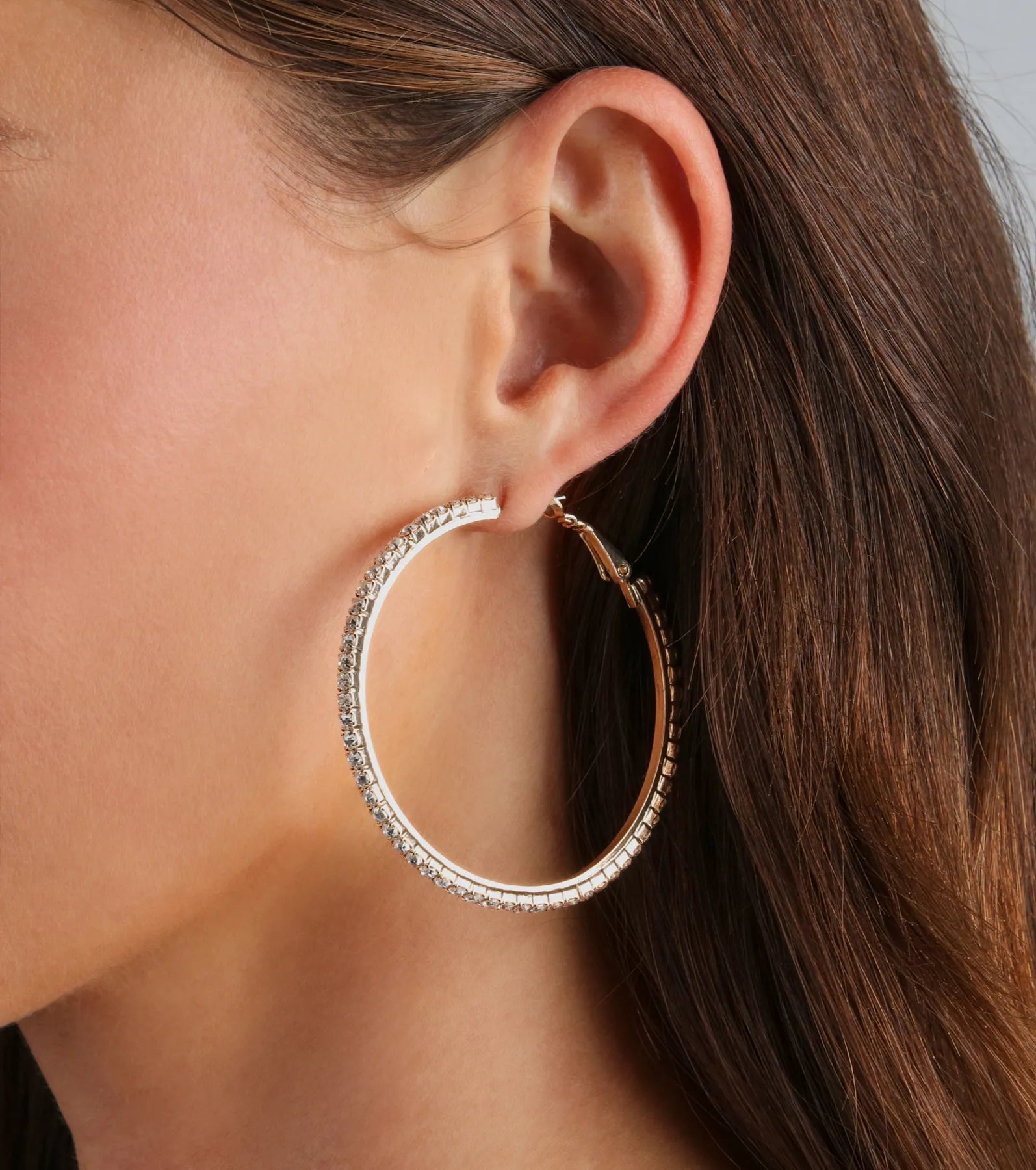 Beautiful Sparkle Rhinestone Hoop Earrings