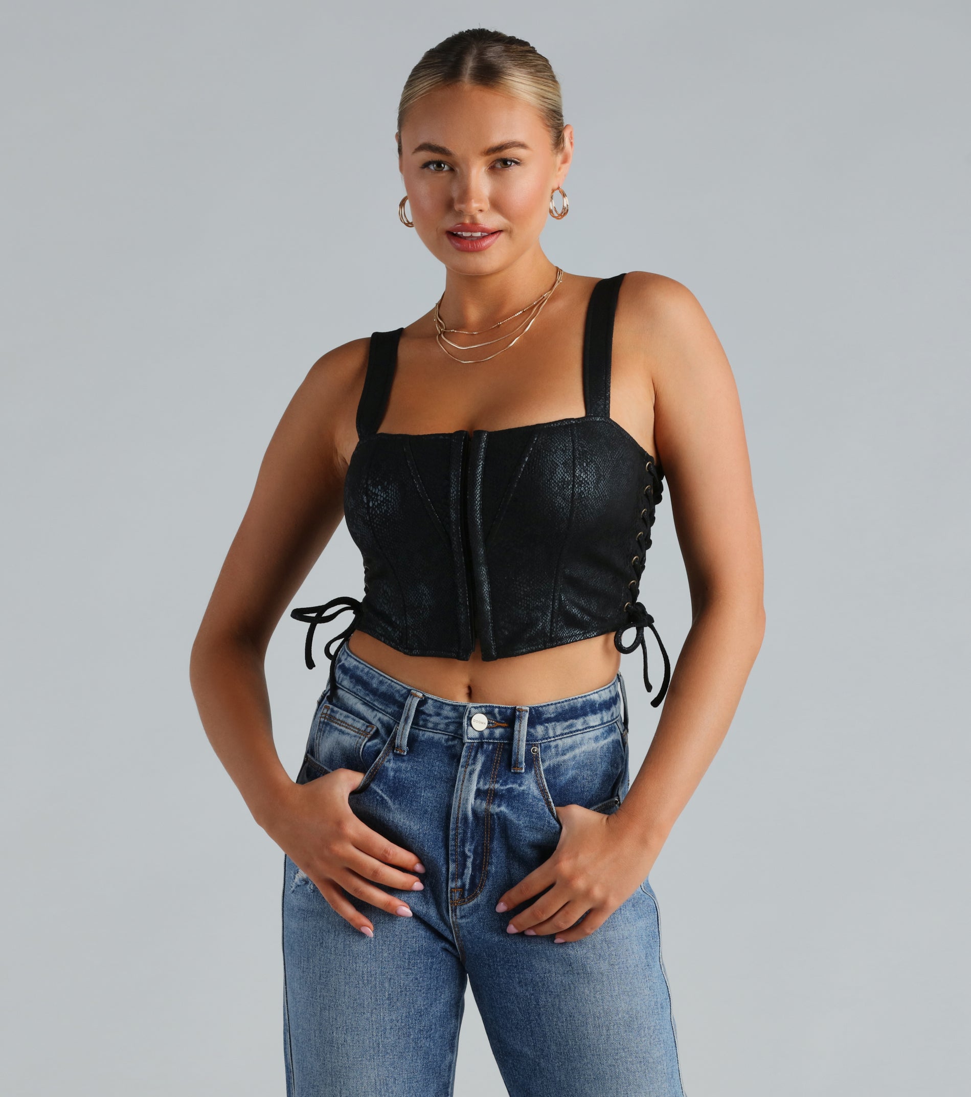 Hiss Worthy Faux Suede Snake Corset Top