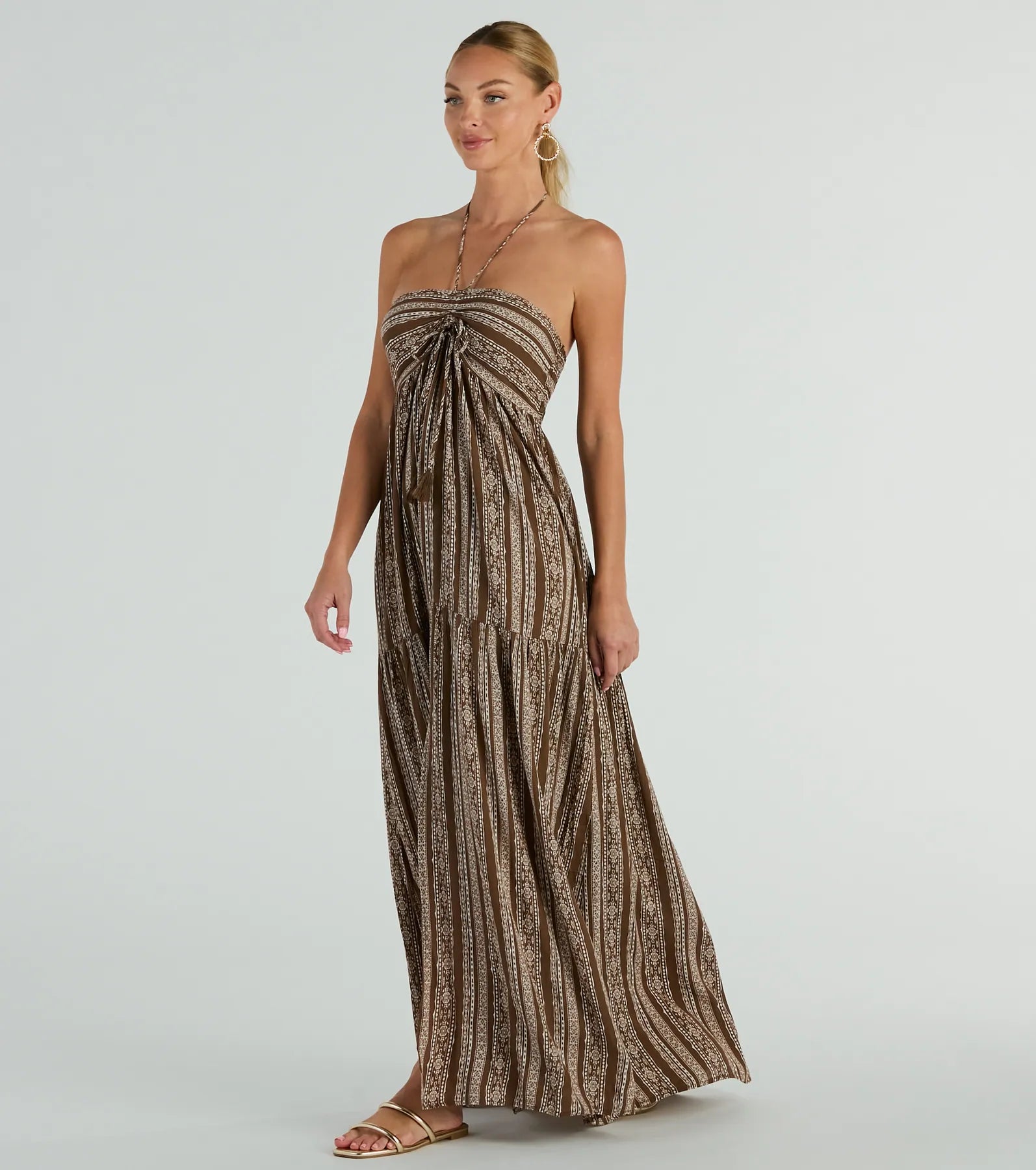 Desert Princess Halter Maxi Dress With Pockets