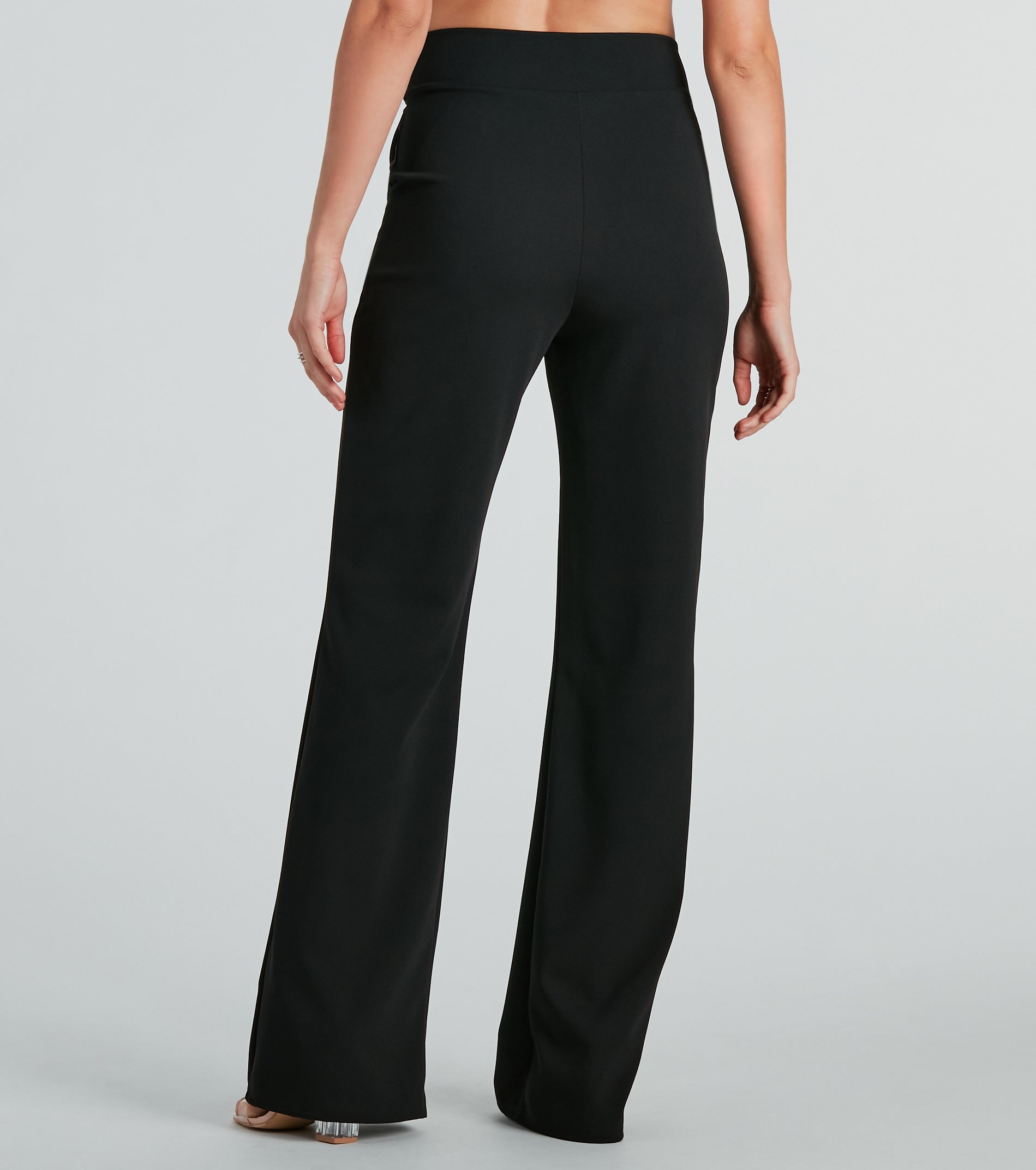 Power Looks High Rise Crepe Trouser Pants