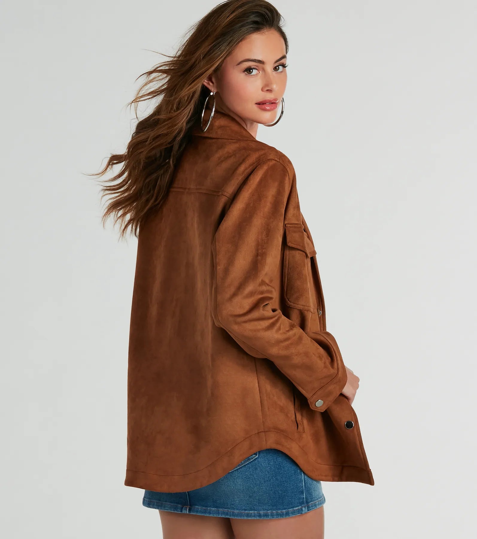 Easy Going Cutie Oversized Faux Suede Shacket