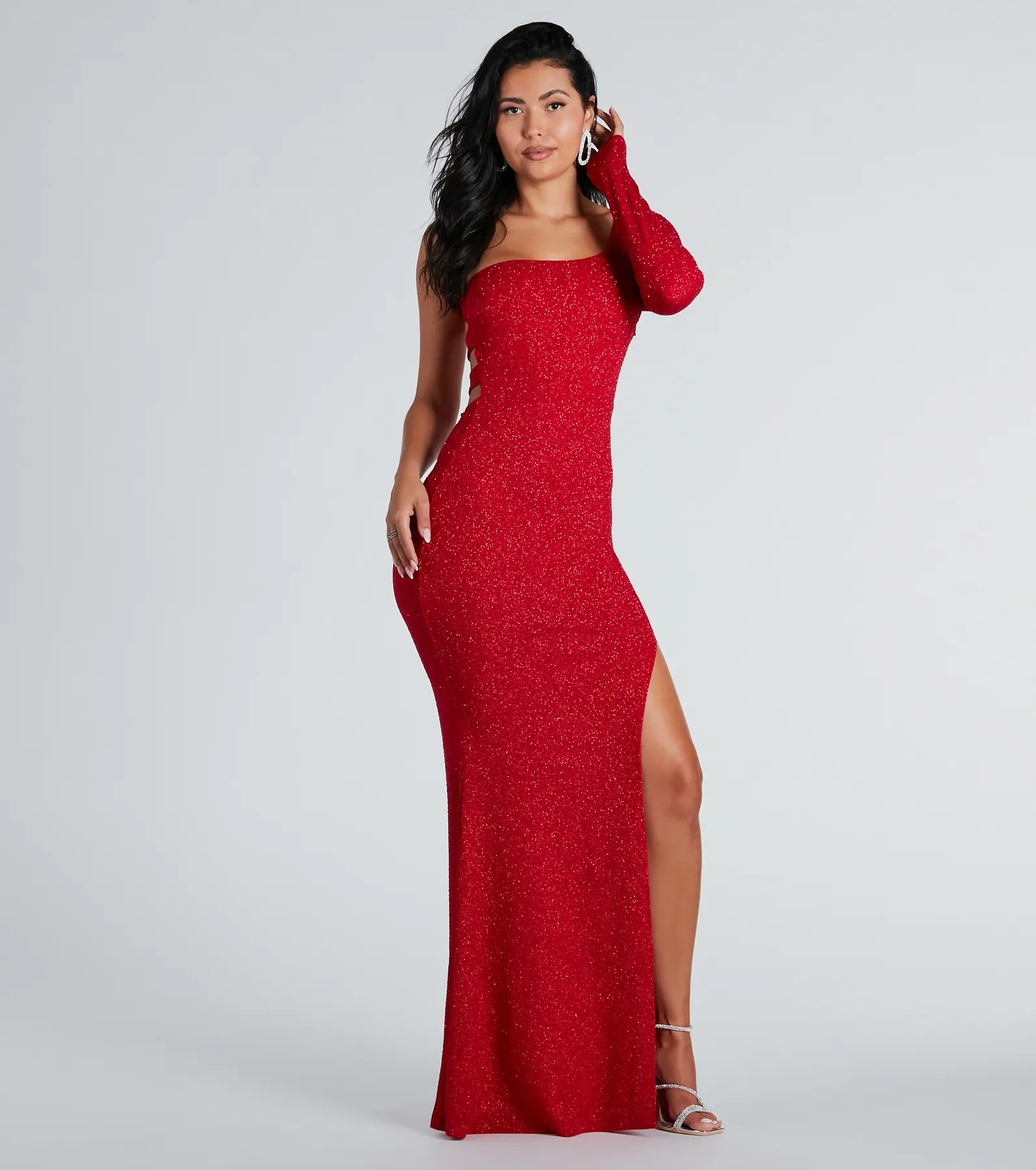 Hattie Formal Glitter Strappy Back Long Dress