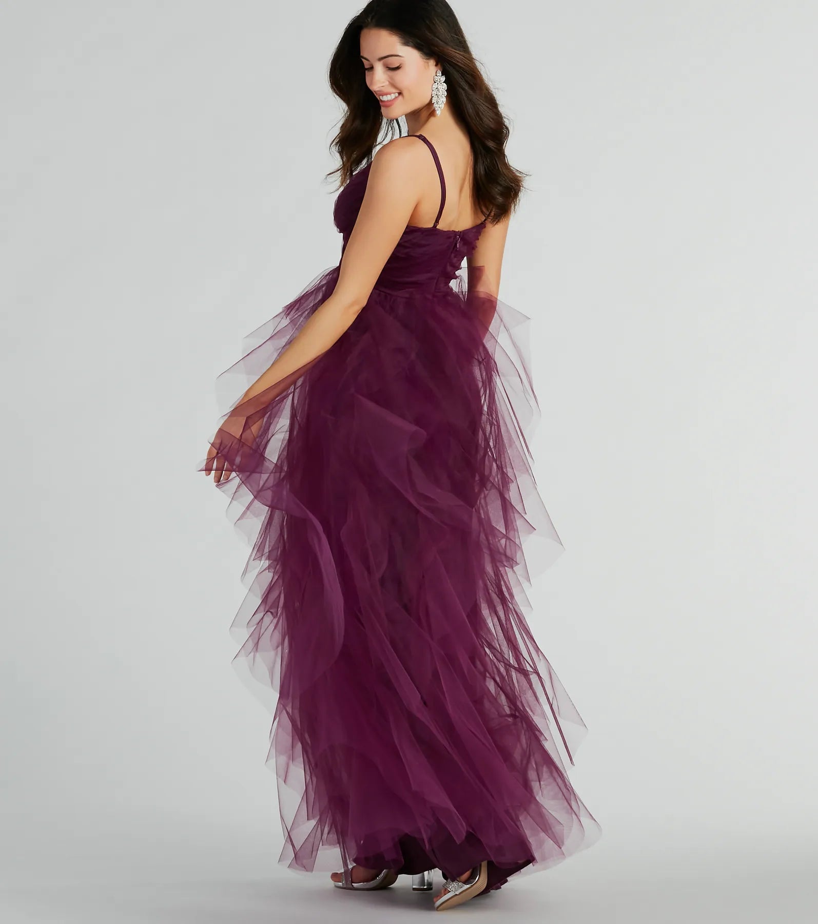 Hadley V-Neck Ruffled A-Line Tulle Formal Dress