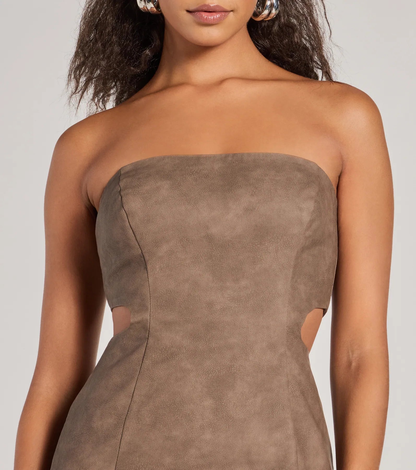 Iconic Allure Faux Leather Strapless Bodycon Mini Dress