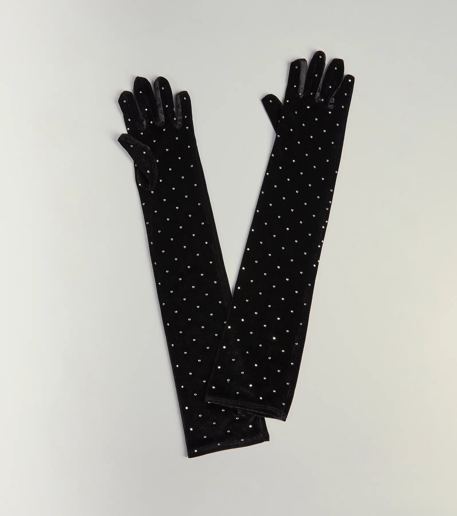 Luxe Sparkle Rhinestone Velvet Gloves