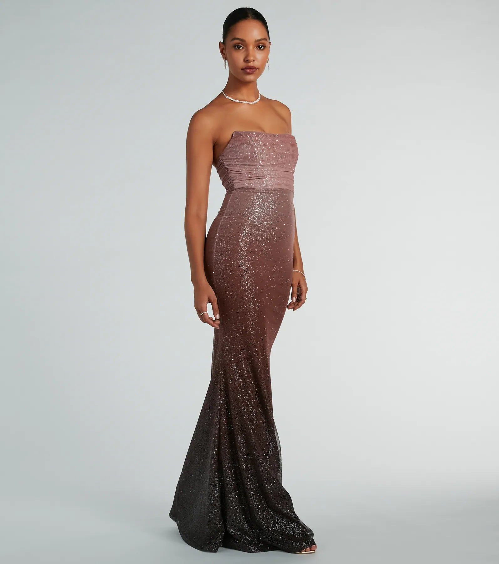 Farrah Strapless Mermaid Glitter Ombre Formal Dress