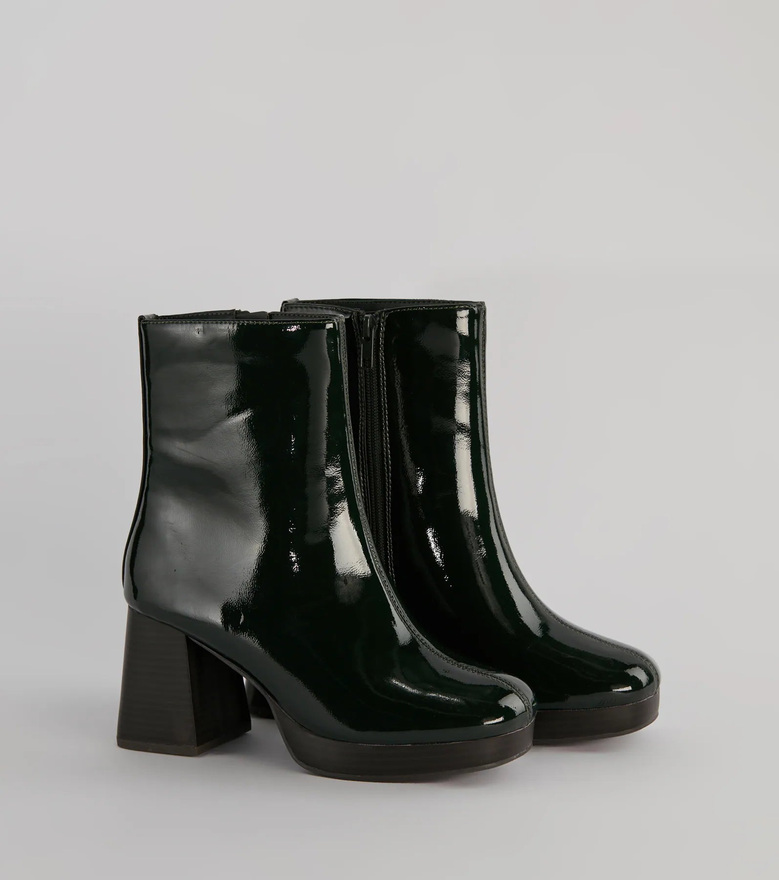 Seize The Moment Patent Block Heel Booties