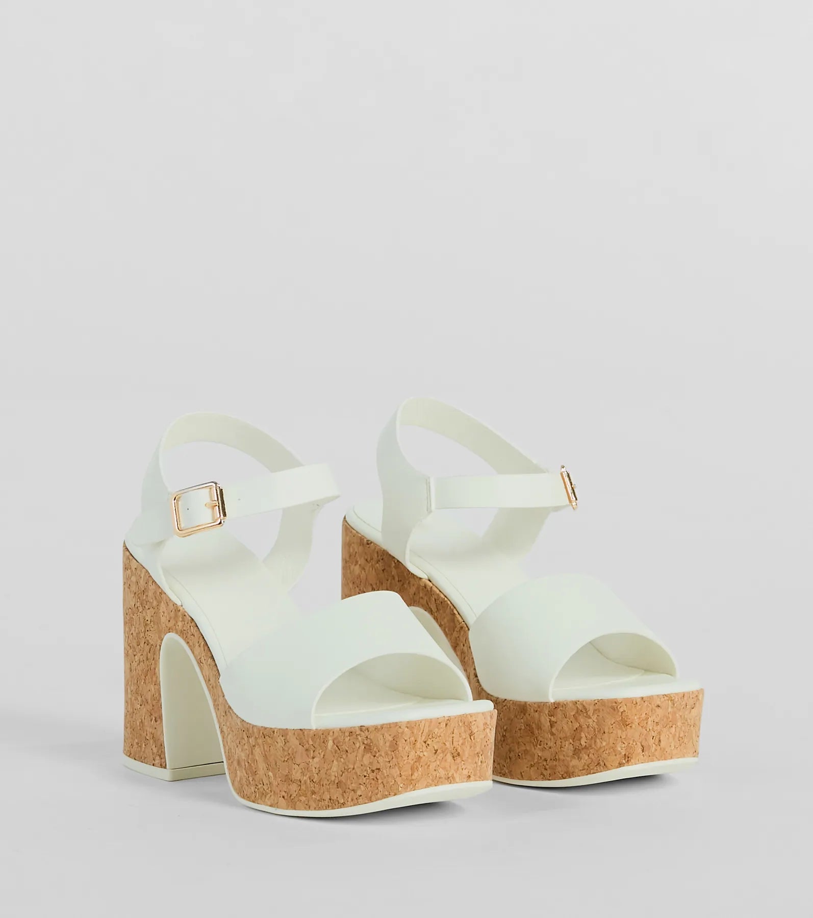 Up A Notch Cork Platform Block Heels