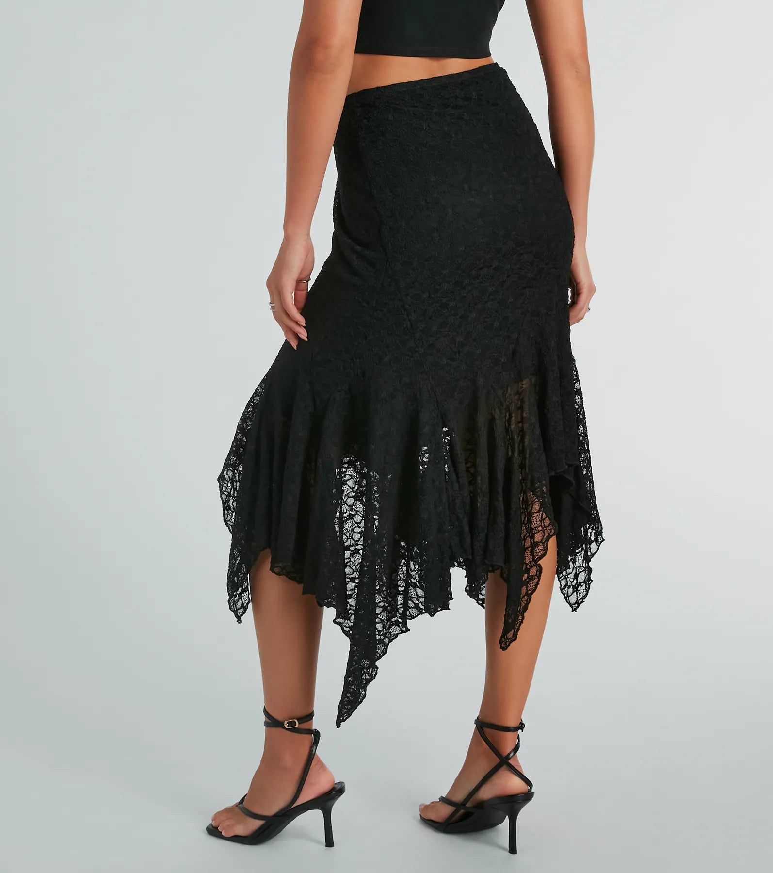 Romance Me High-Rise Hanky Lace Midi Skirt