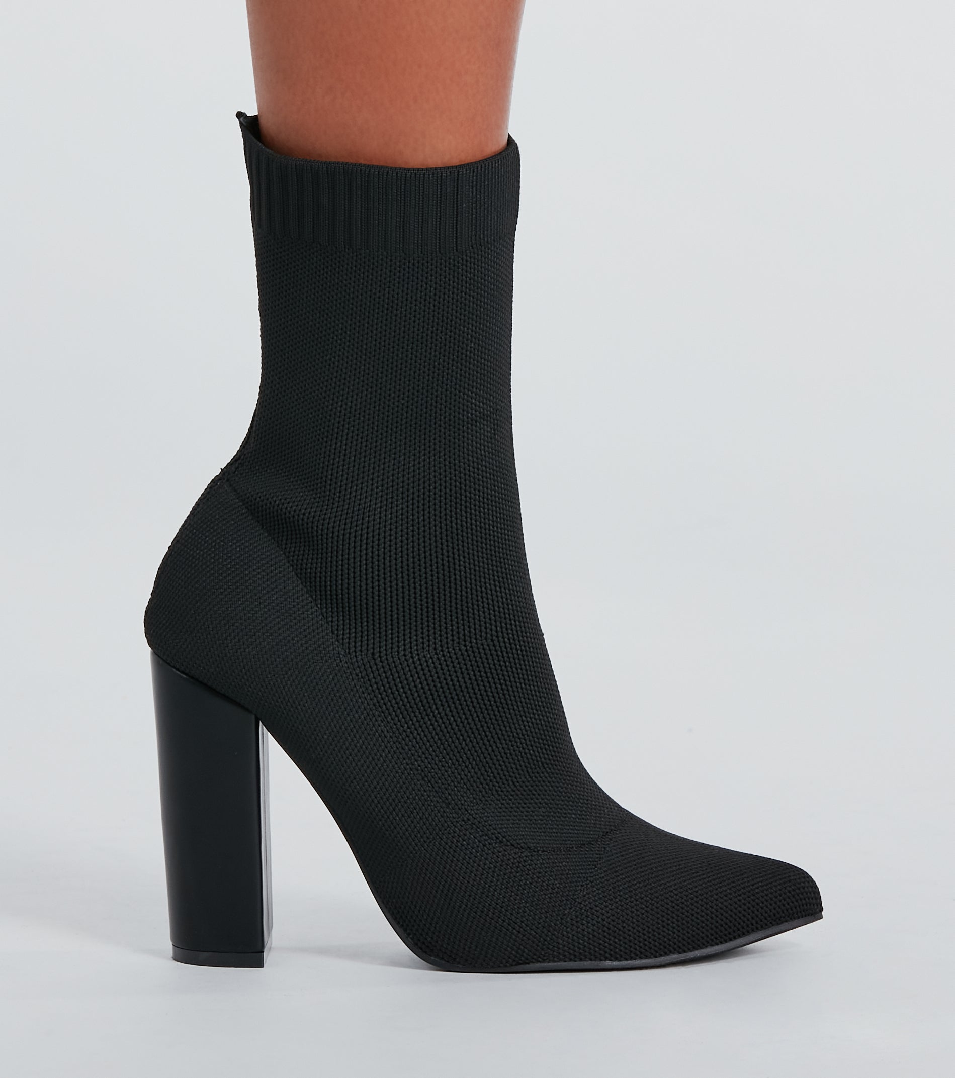 Style Points Knit Block Heel Booties