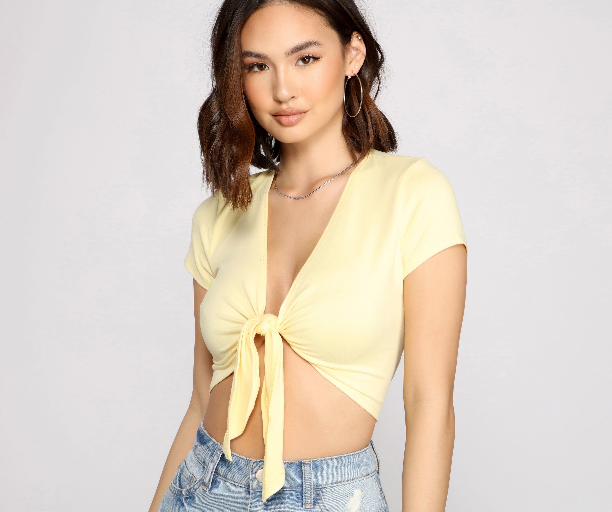 Casual And Effortless Tie-Front Top