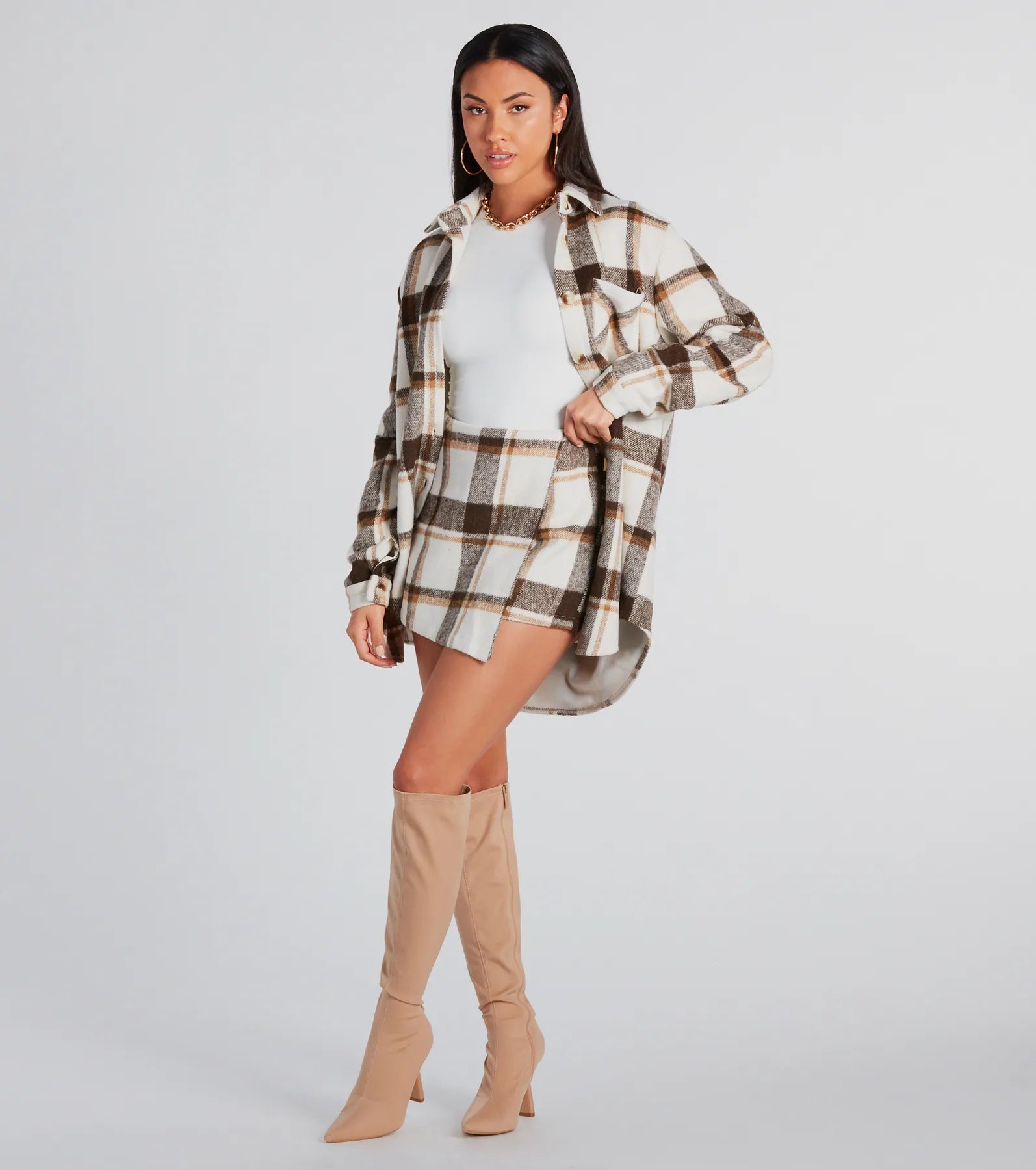 Cute Vibes Only Plaid Envelope Skort