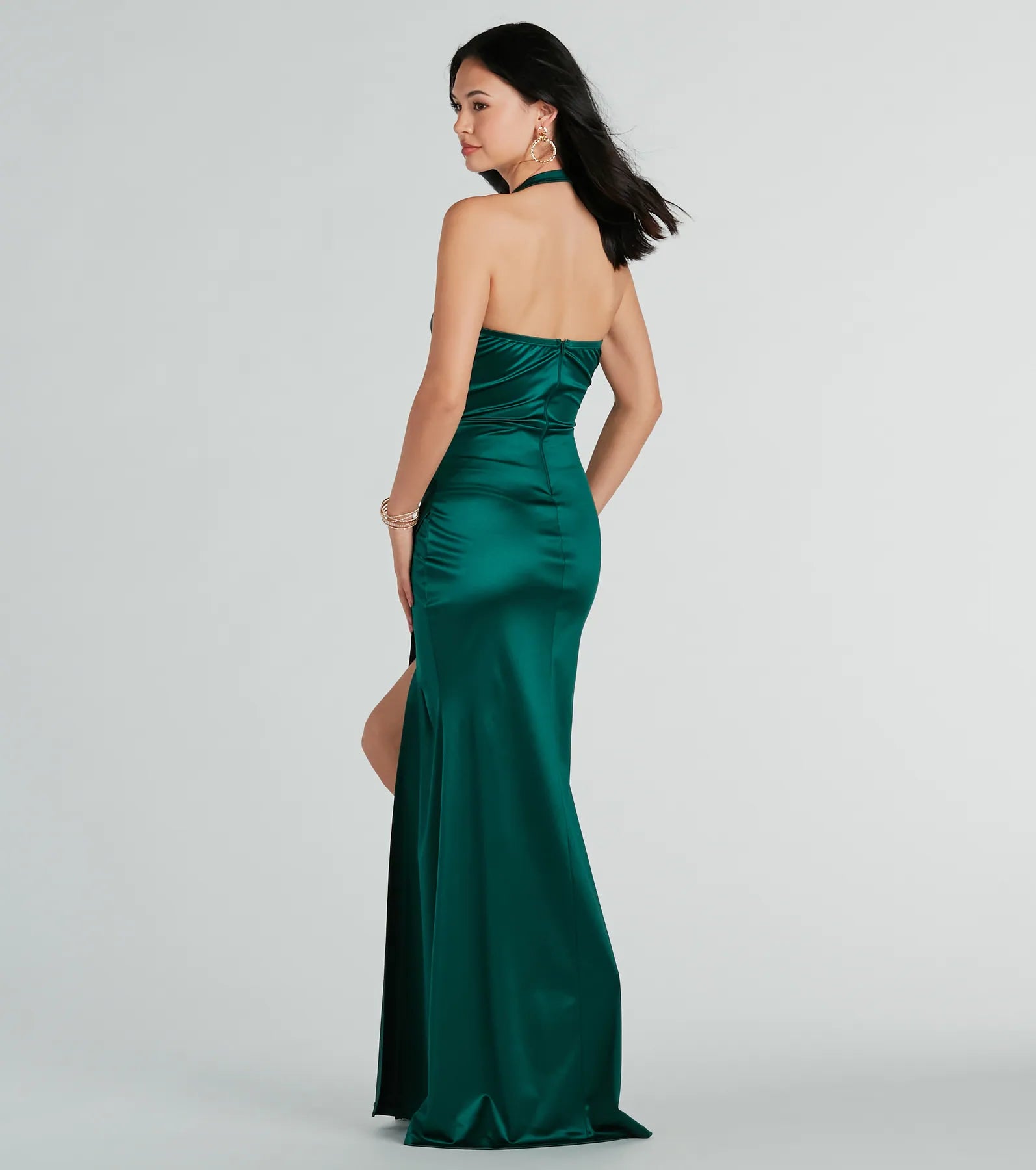 Melissa Formal Satin Halter Mermaid Long Dress