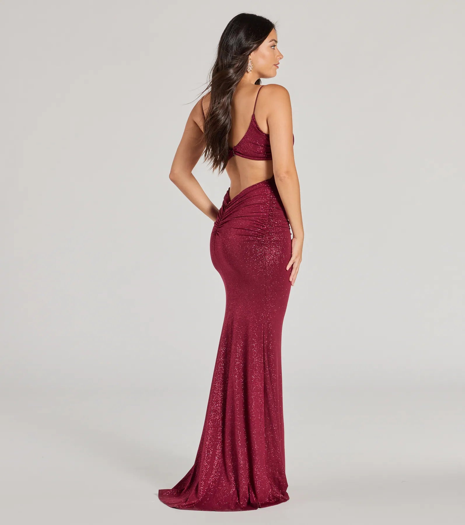 Rowan Formal Glitter Ruched Mermaid Dress