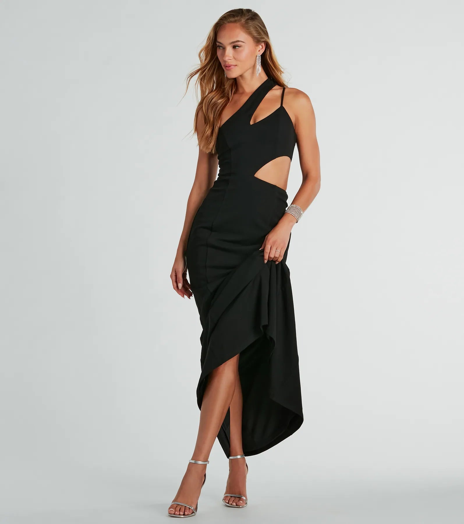 Katy V-Neck Cutout Mermaid Crepe Formal Dress