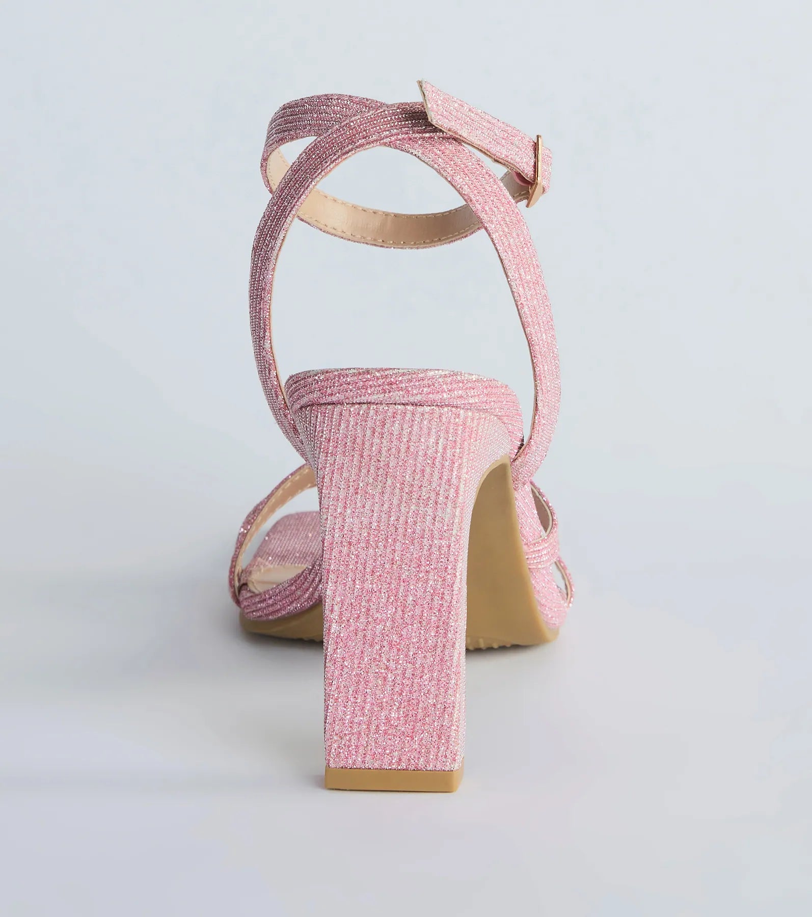 Time To Shine Glitter Strappy Block Heels