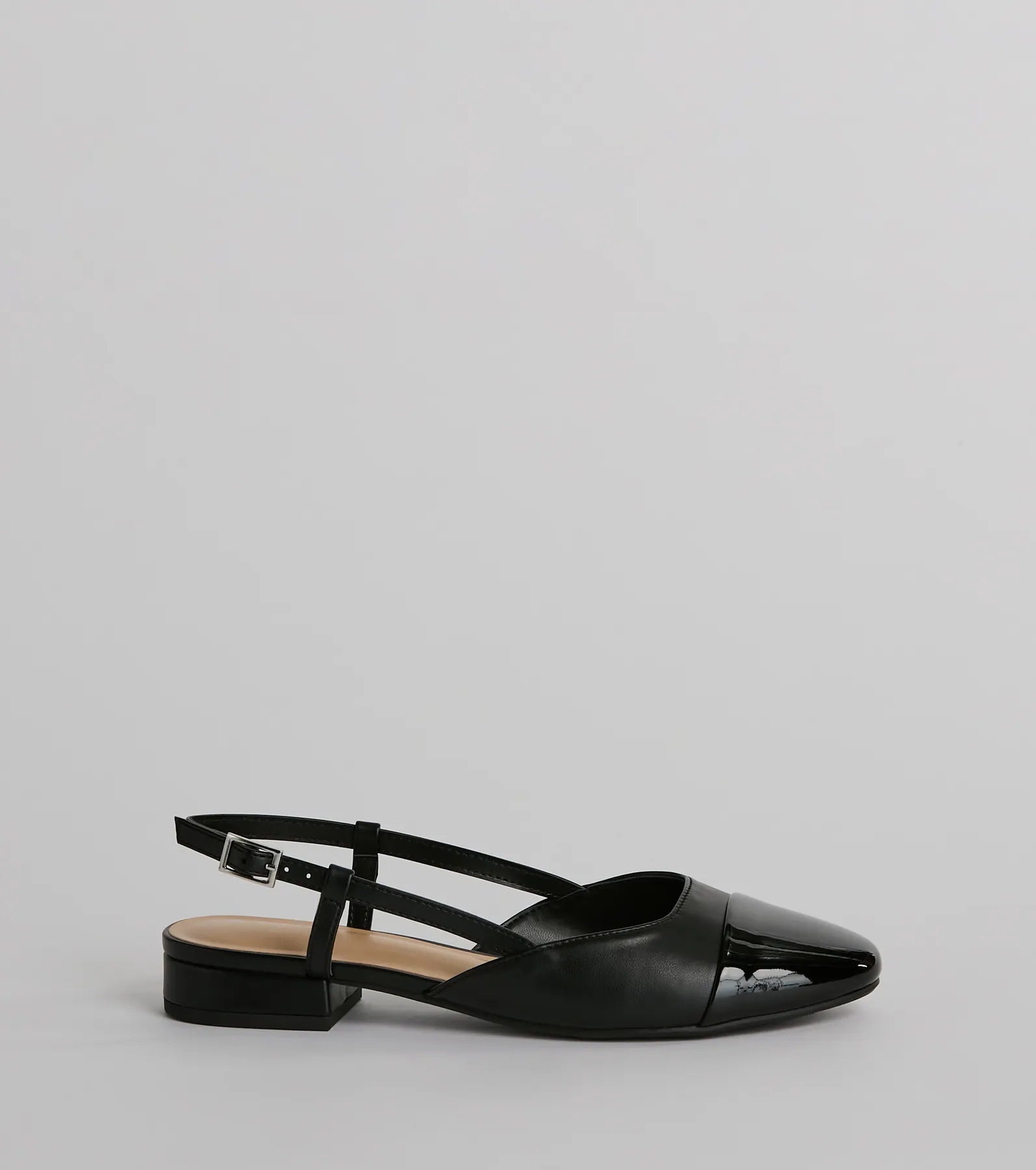 New Expression Square Toe Slingback Patent Flats