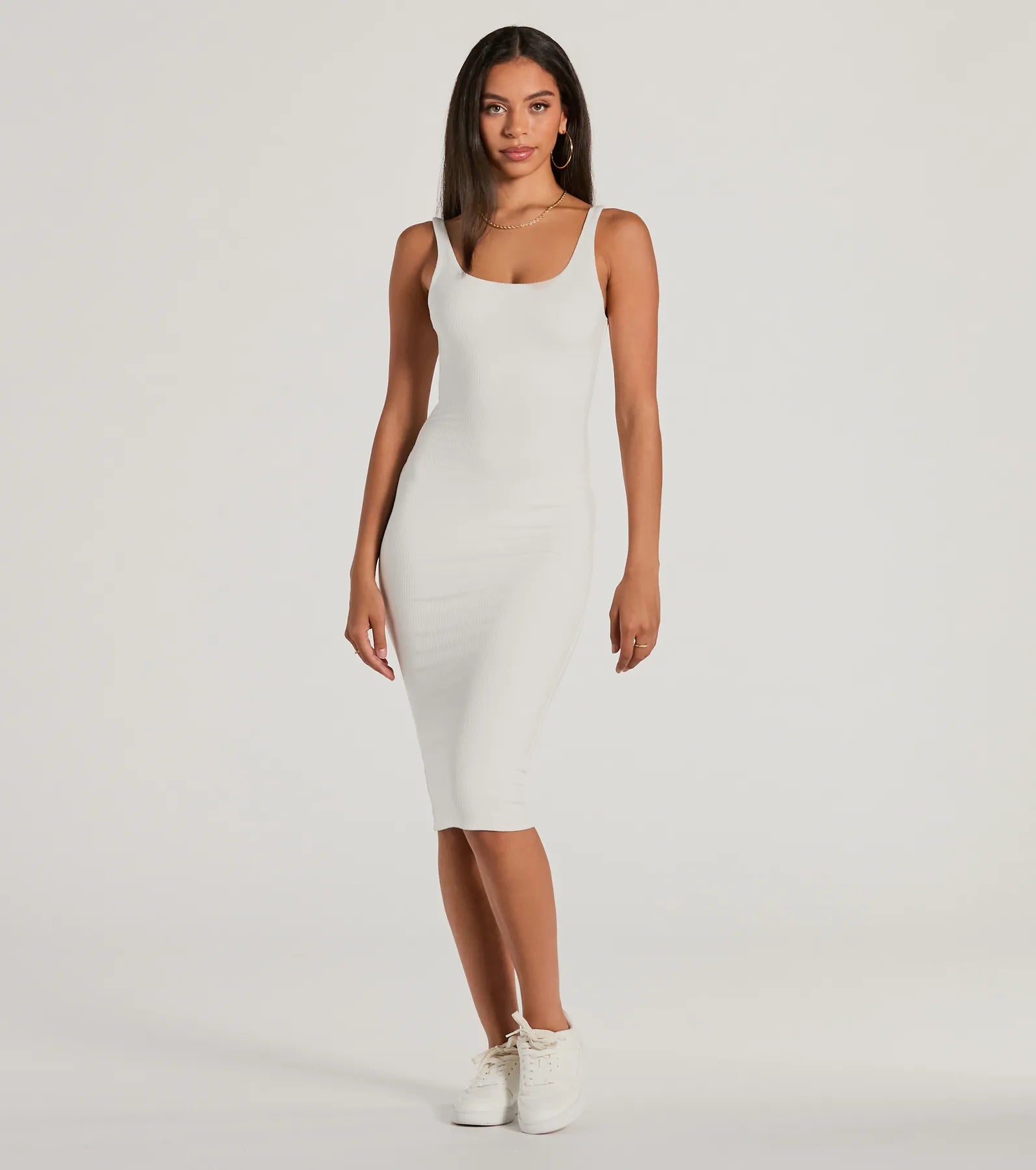 Done In One Ribbed Knit Bodycon Midi Dress