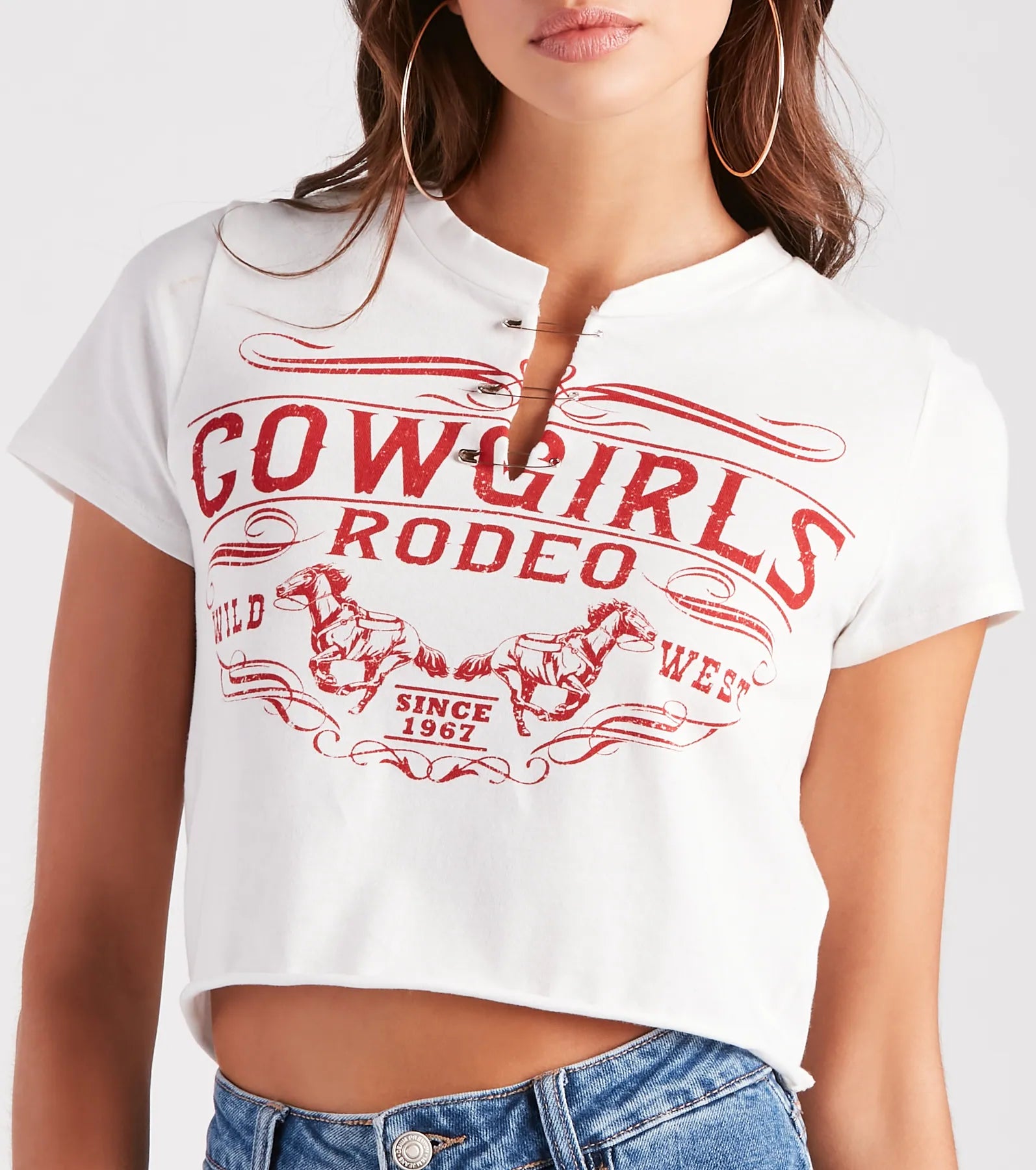 Wild West Cowgirl Safety Pin Graphic Tee