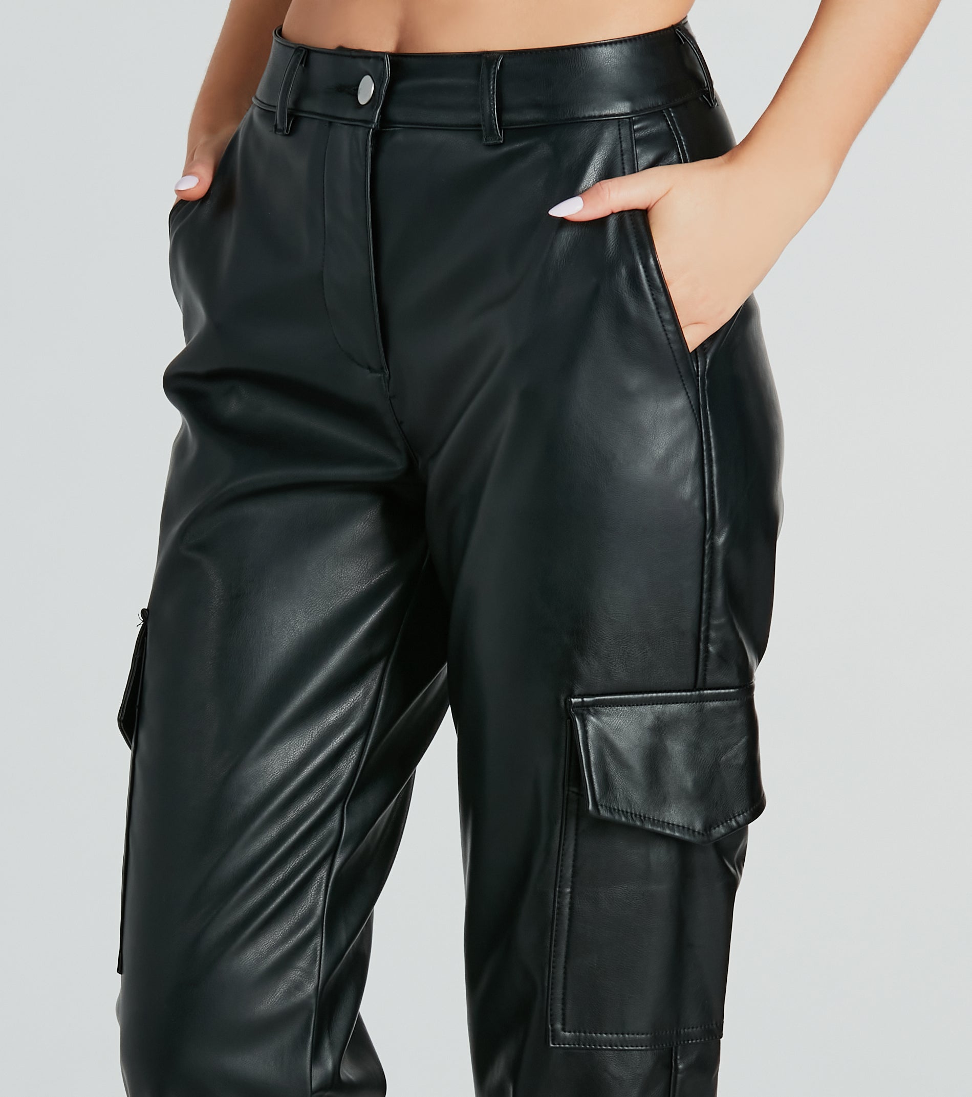 Hide And Sleek Faux Leather Cargo Joggers