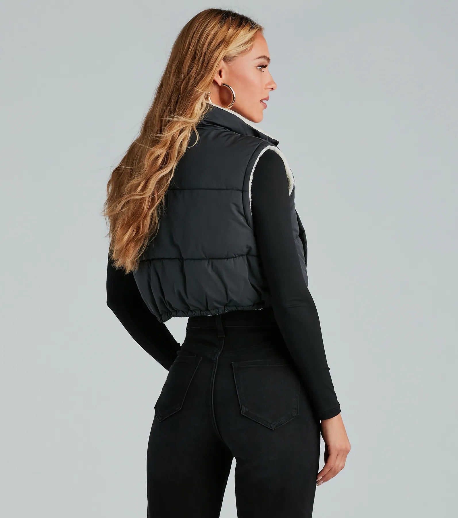 Major Trend Reversible Faux Sherpa Puffer Vest