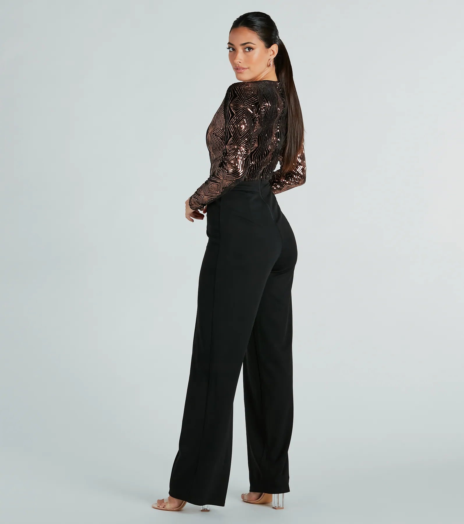 Gleam With Glamour Sequin Long Sleeve Jumpsuit