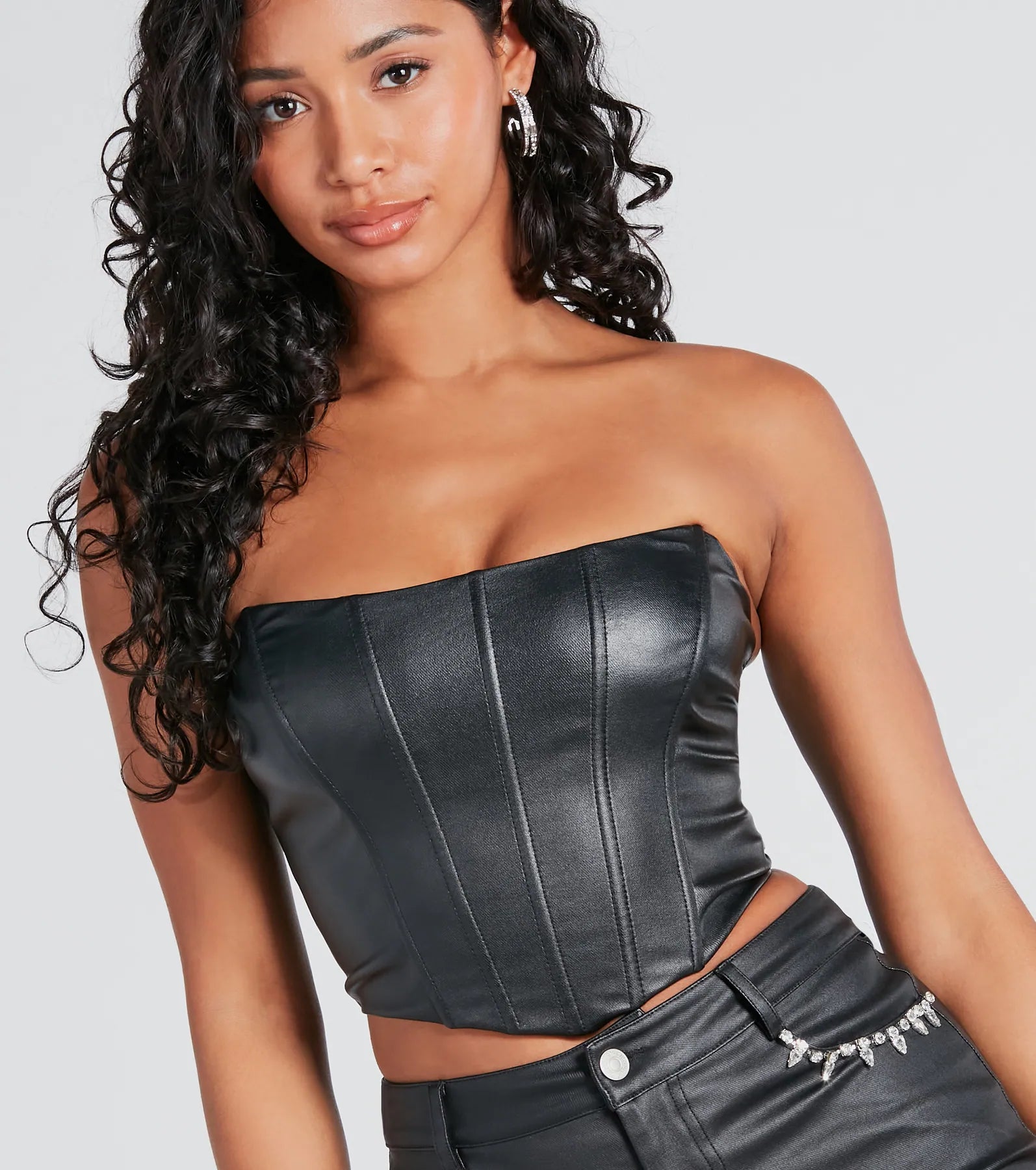 Popular Demand Faux Leather Corset Top