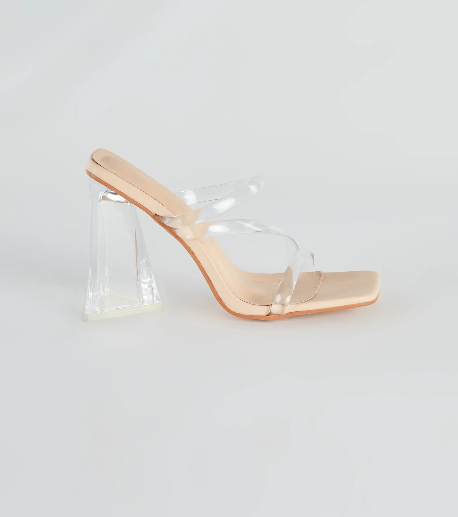 Stay Clear PVC Strappy Lucite Block Heels