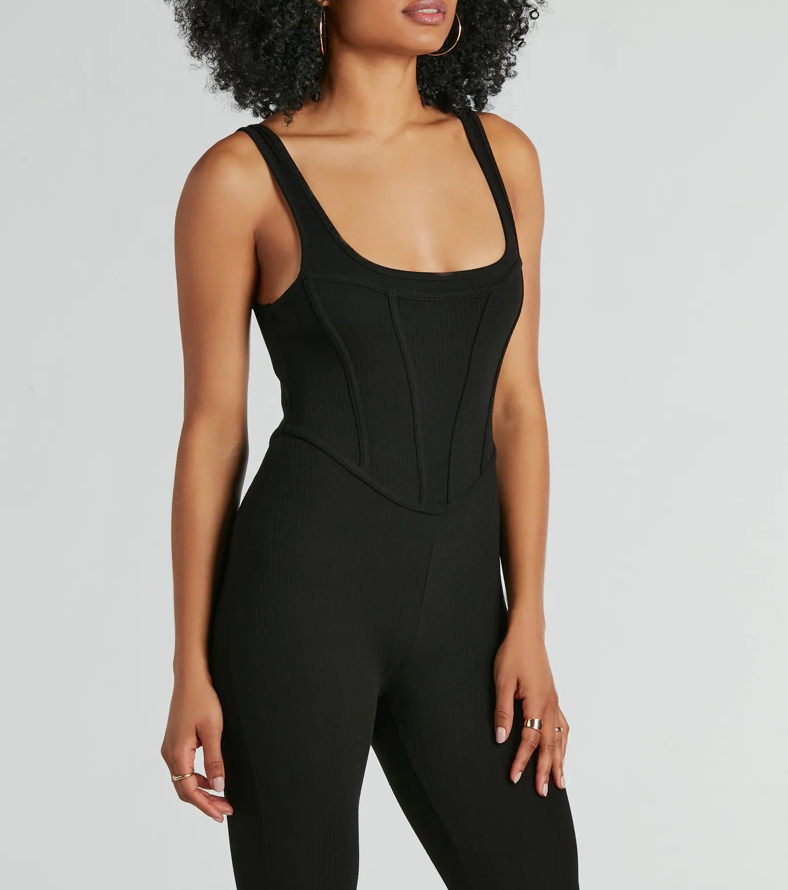 Chill Vibes Ribbed Knit Corset Catsuit