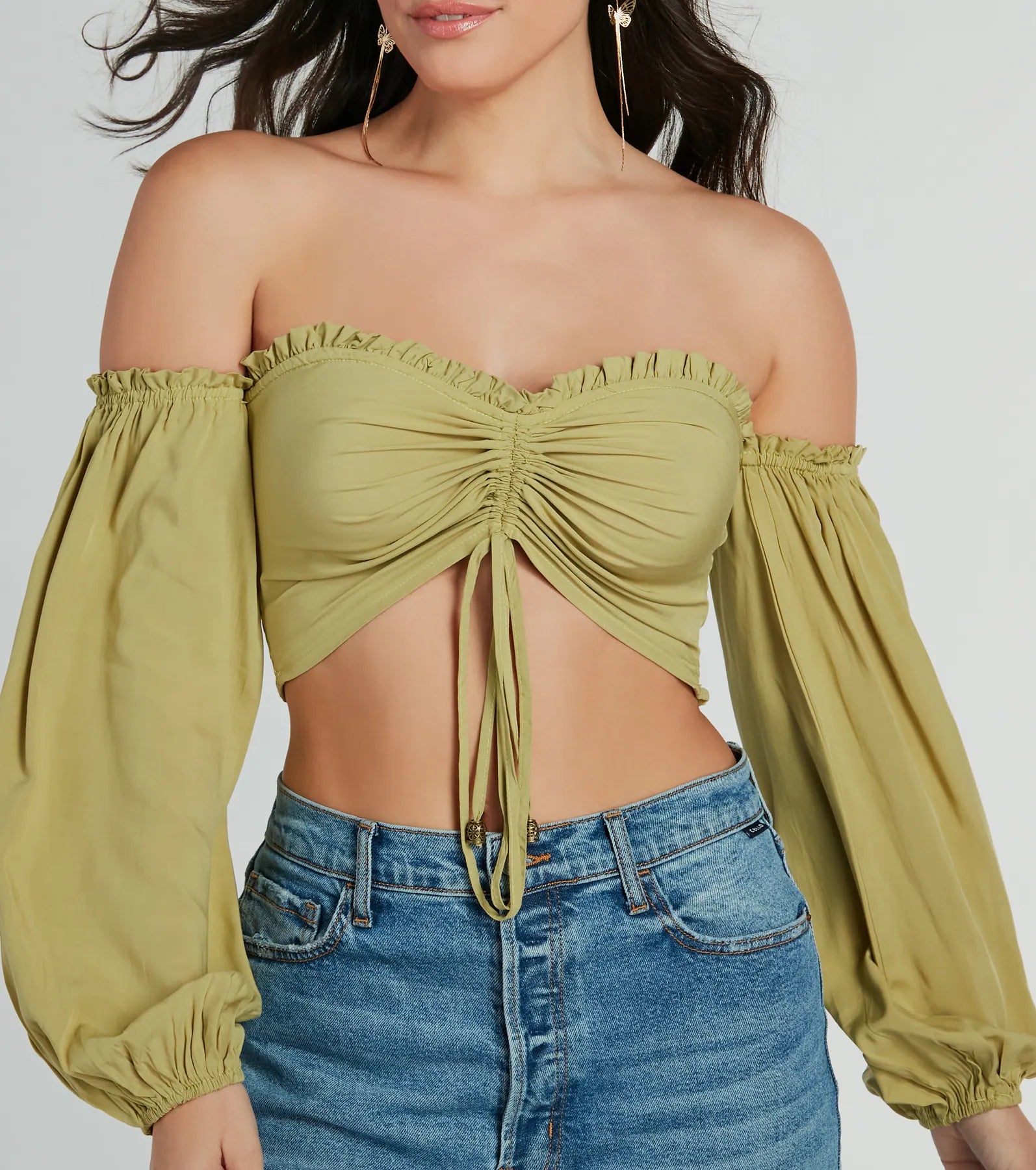 Alluring Daydream Off-The-Shoulder Crop Top