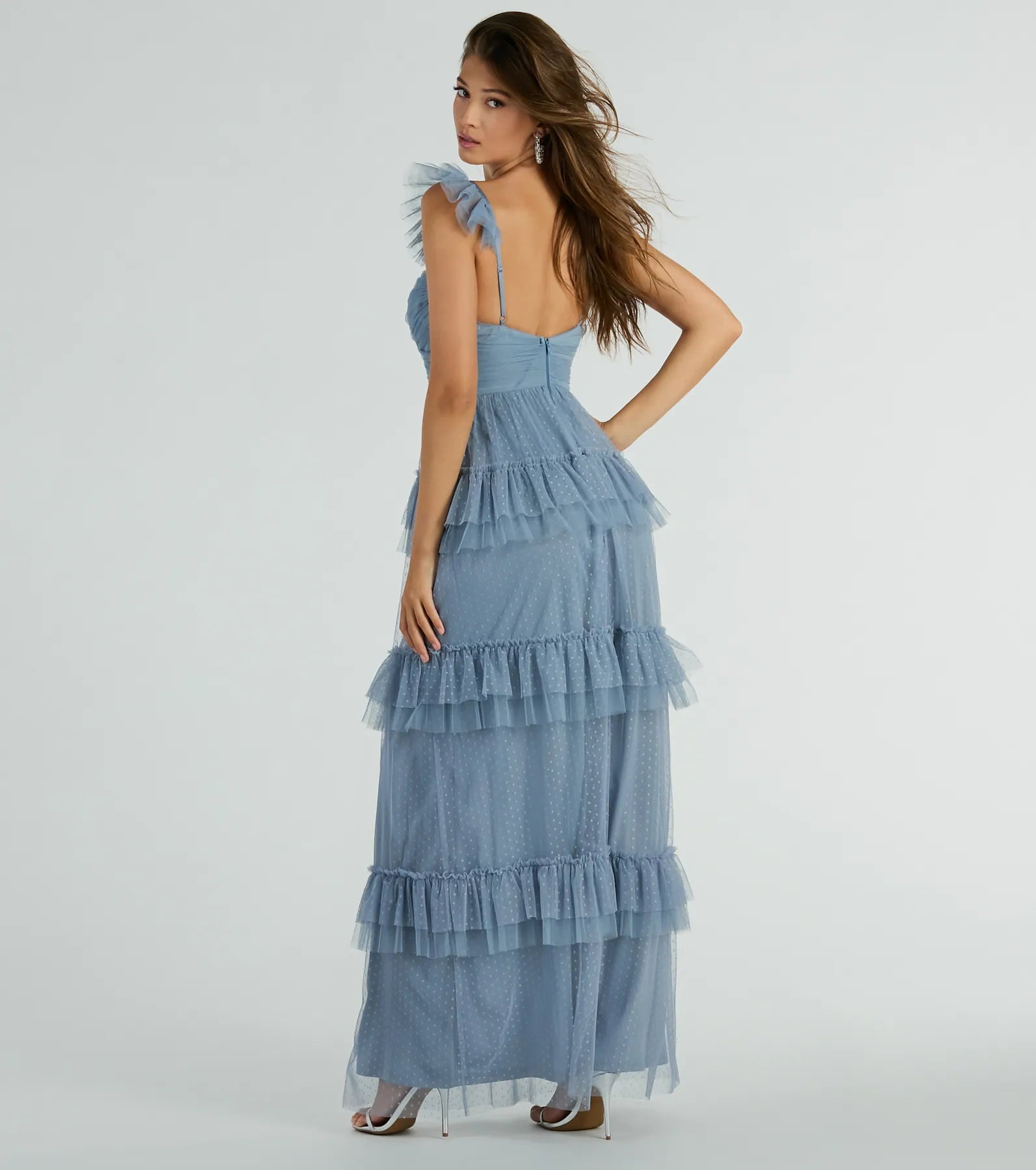 Gillian Sleeveless Ruffled A-Line Tulle Formal Dress