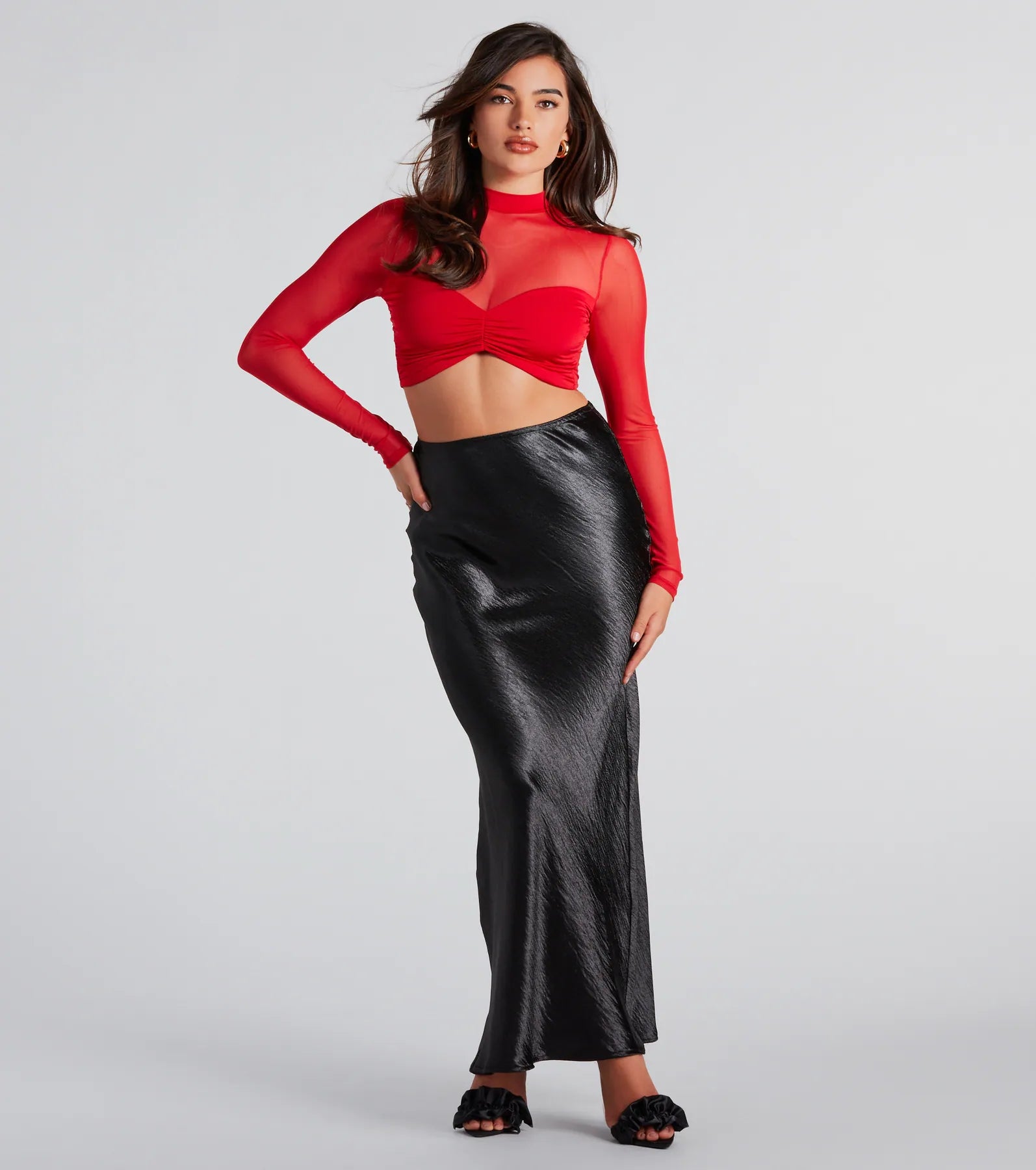 Iconic Sheen Crinkle Satin Maxi Skirt