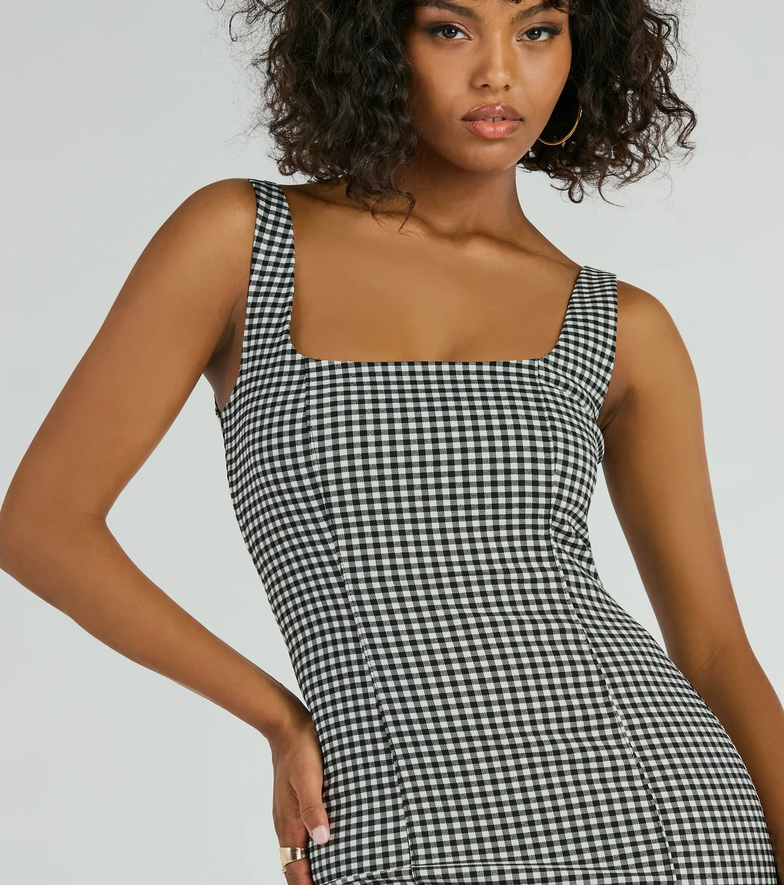 Sweeter Than Pie Scoop Neck Gingham Mini Dress