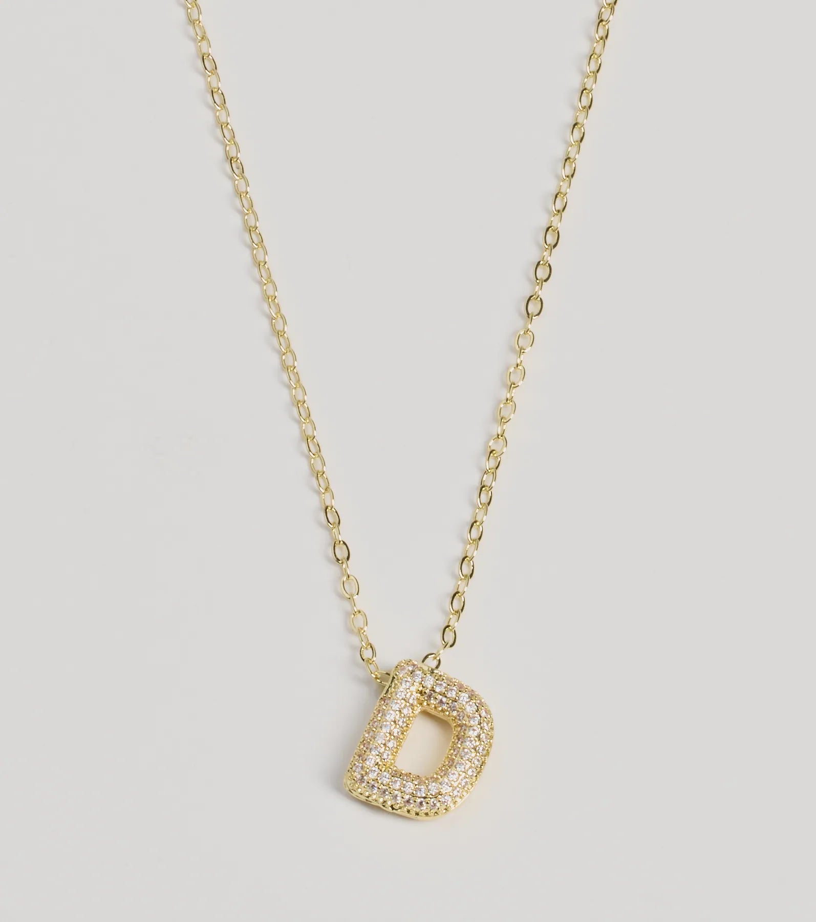 Bubble Letter Monogram Rhinestone Necklace