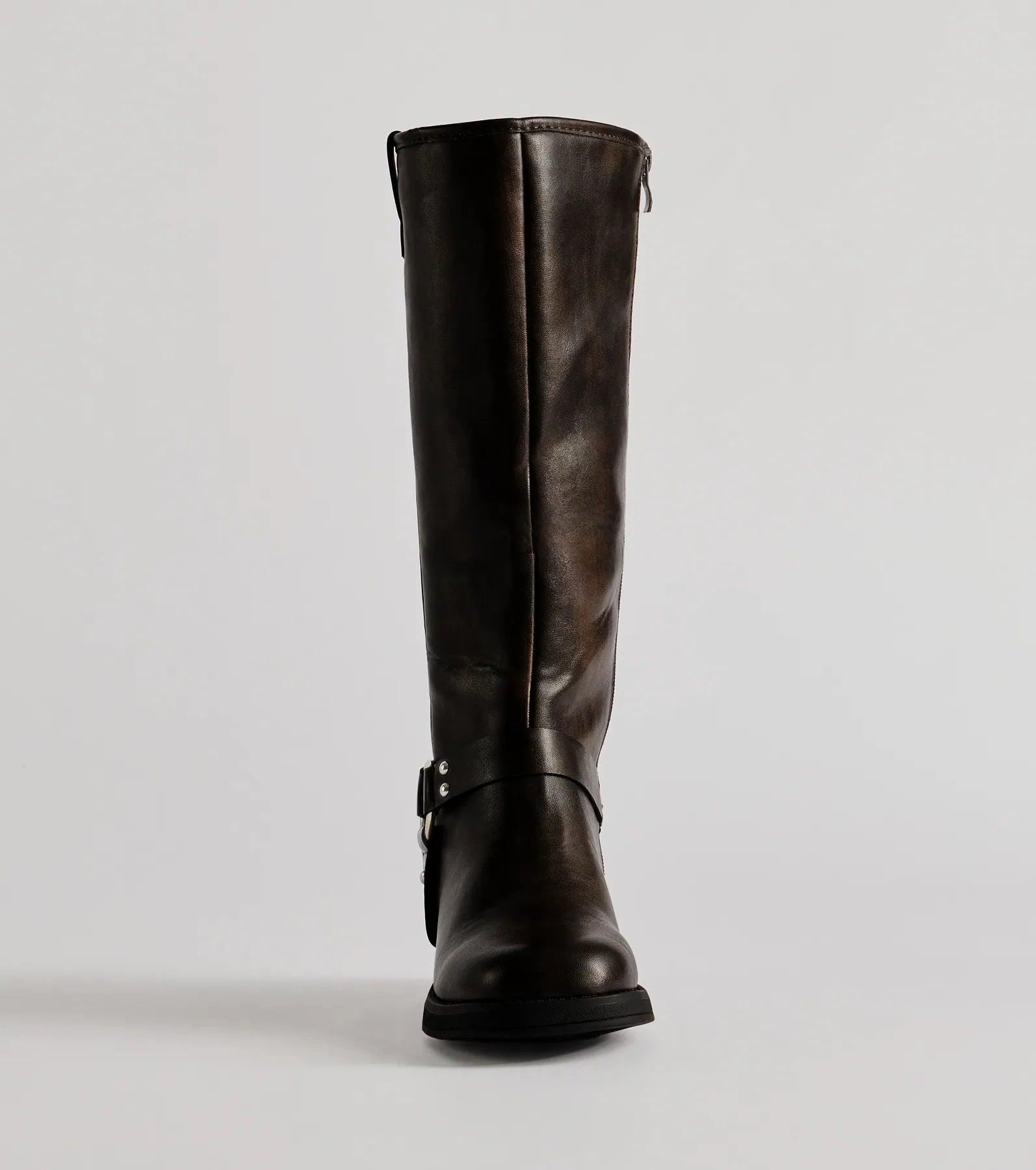 Edgy Look Under-The-Knee Moto Boots