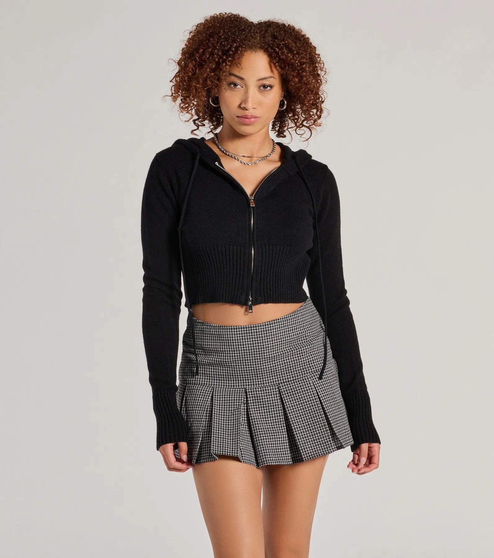 Trend Factor Plaid Drop Waist Skater Skort