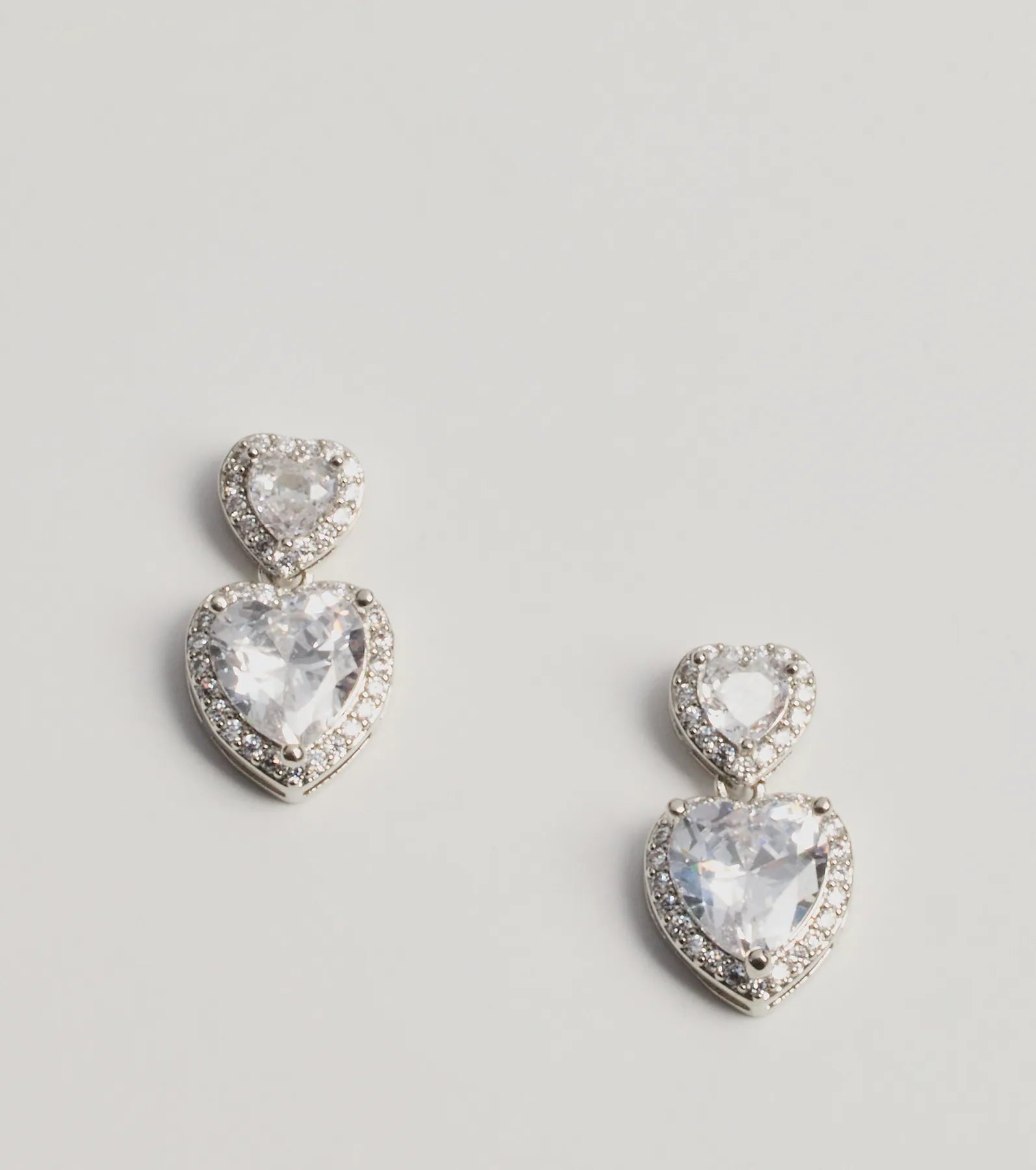 Glitzy Love Cubic Zirconia Heart Drop Earrings