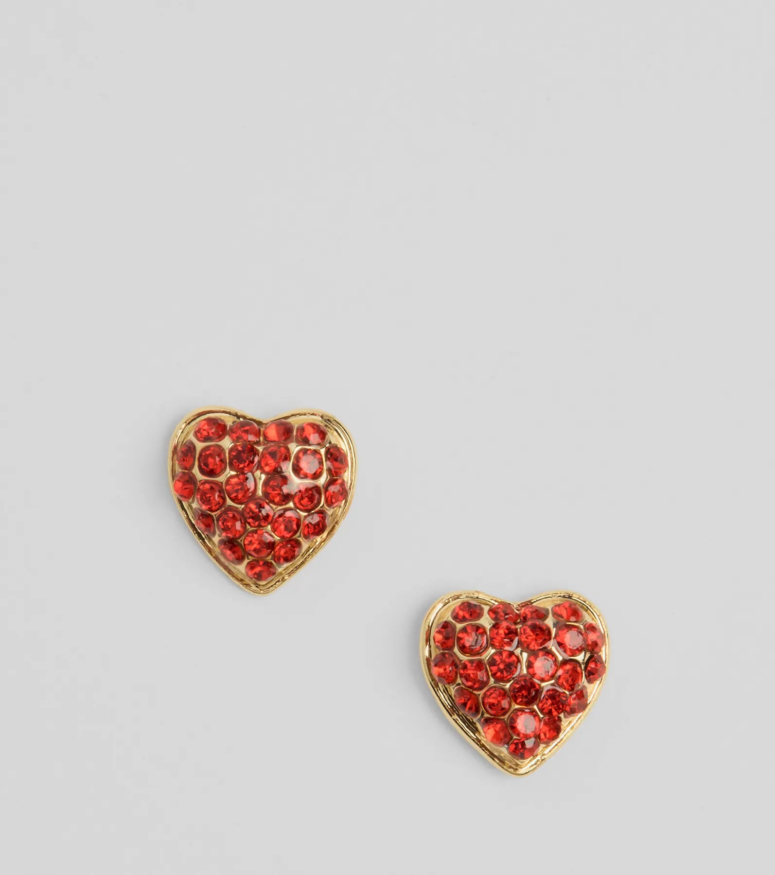 Searching For Love Heart Rhinestone Stud Earrings