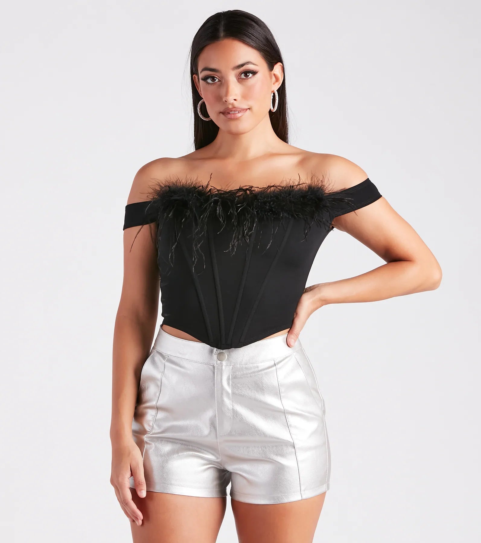 So Iconic Marabou Feather Trim Bustier