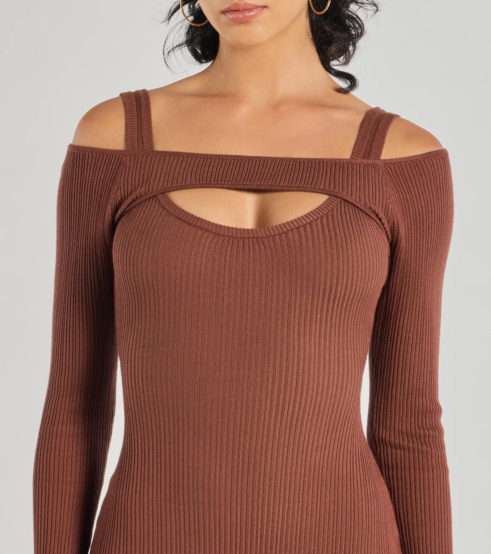 Effortless Vibe Ribbed Knit Long Sleeve Mini Dress