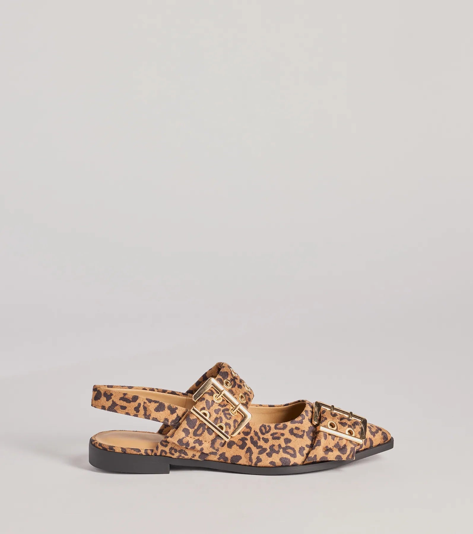 Sassy Stride Leopard Print Buckle Strap Flats