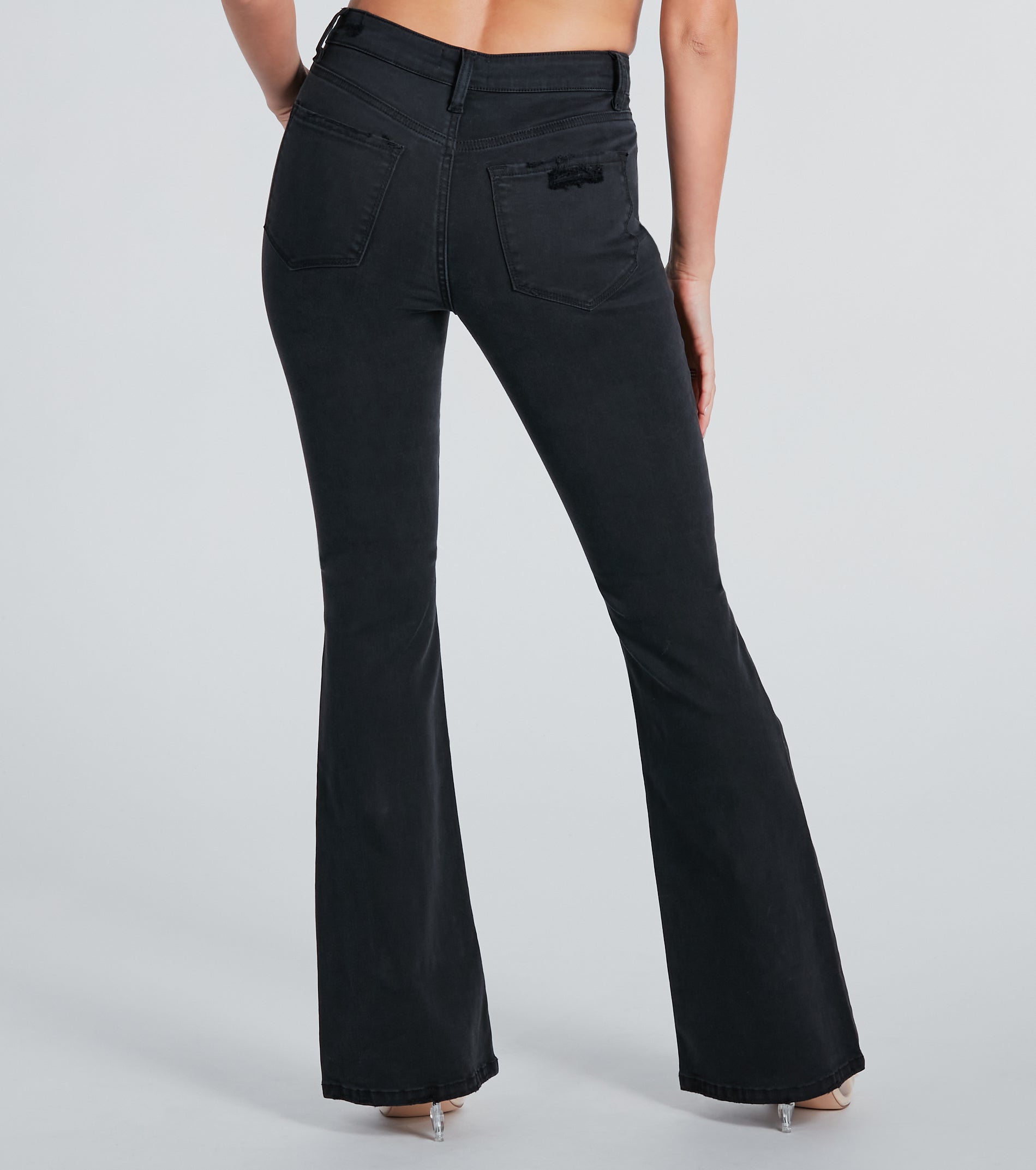 Bri High-Rise Destructed Flared Jeans by Windsor Denim