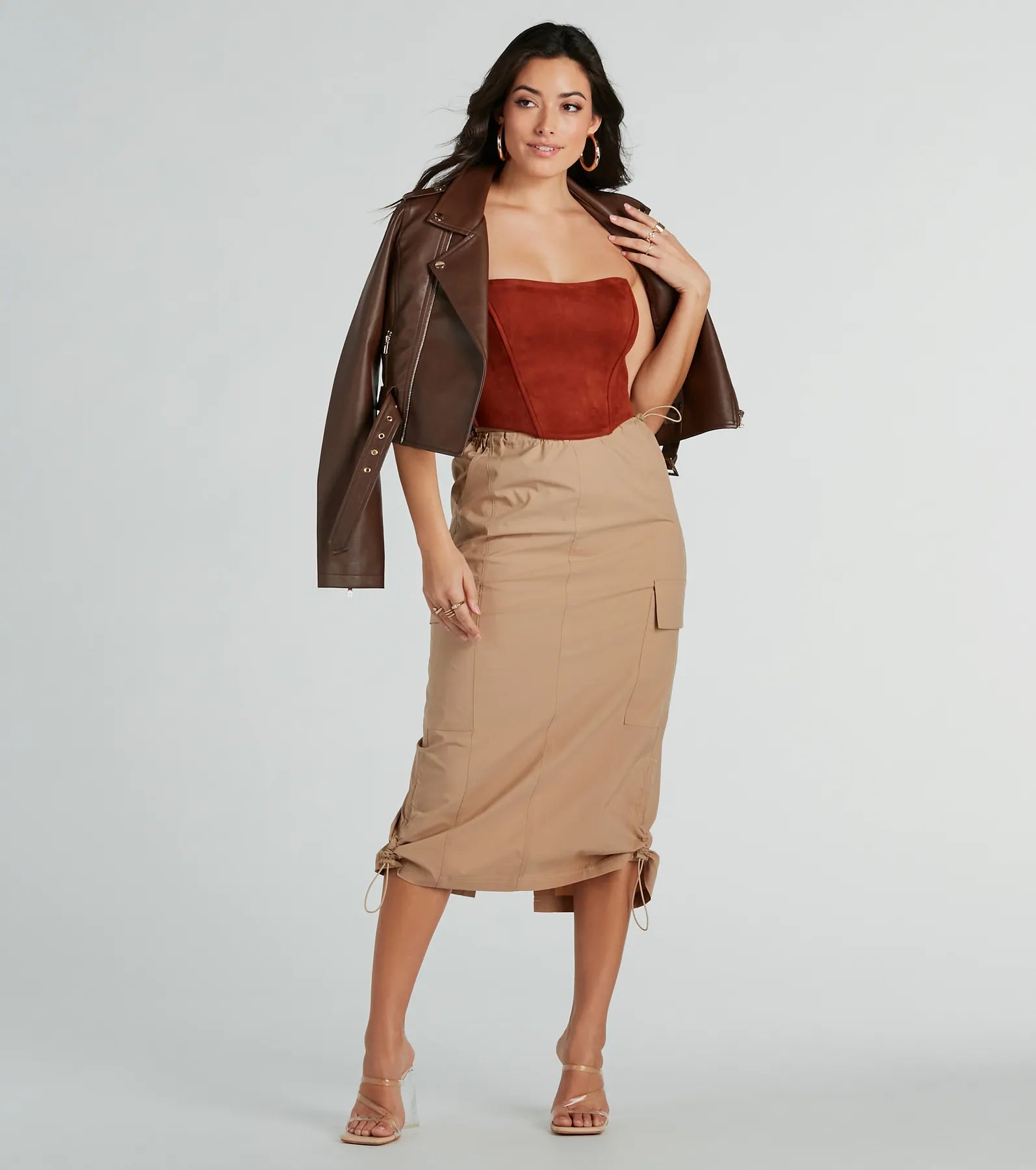 She's A Trendsetter Nylon Parachute Midi Skirt