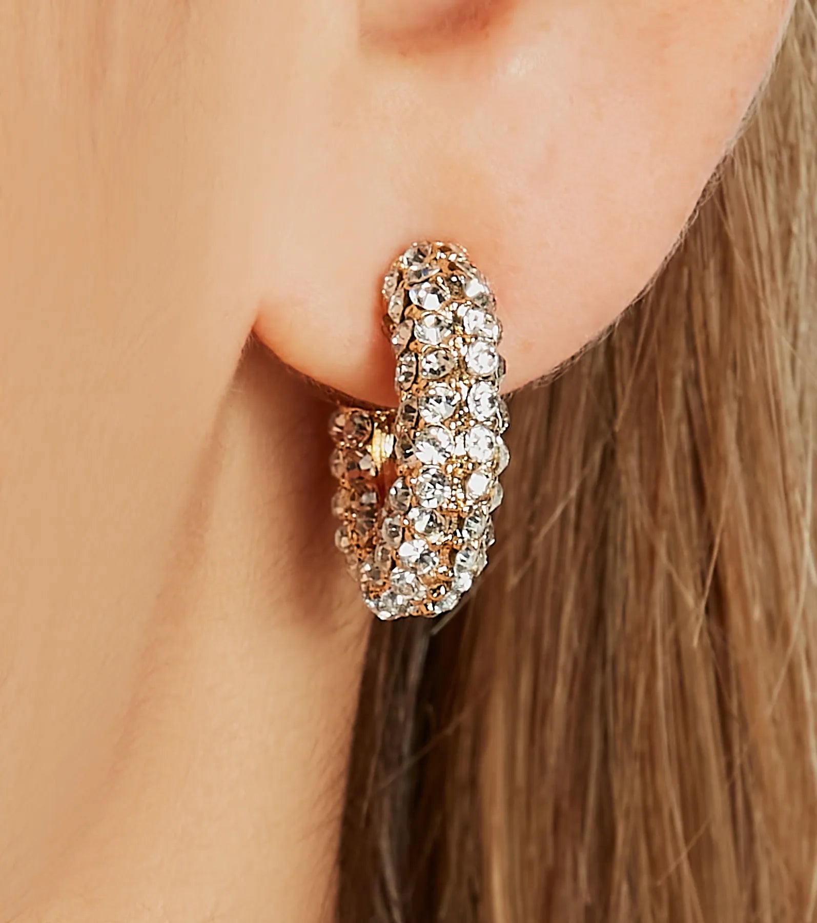 Radiant Stance Rhinestone Mini Hoop Earrings