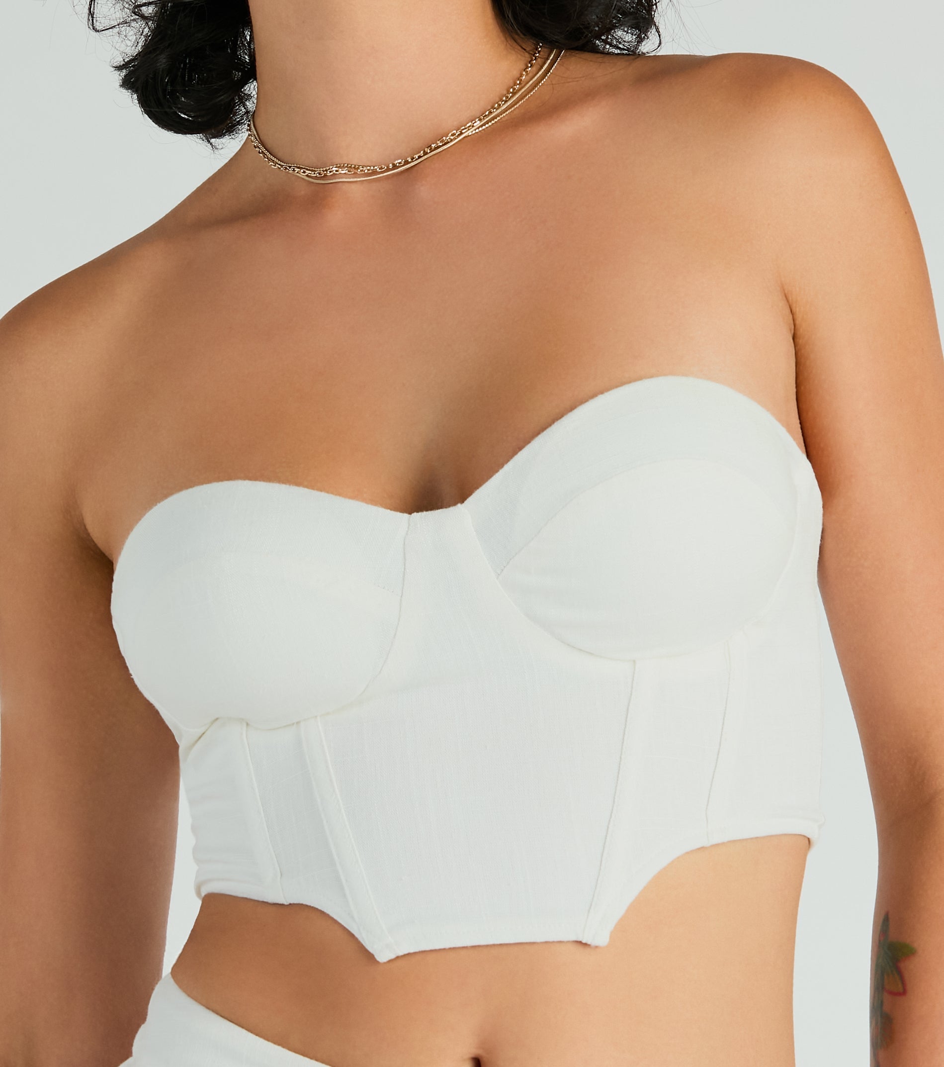 Trendy Treasure Strapless Linen Corset Top