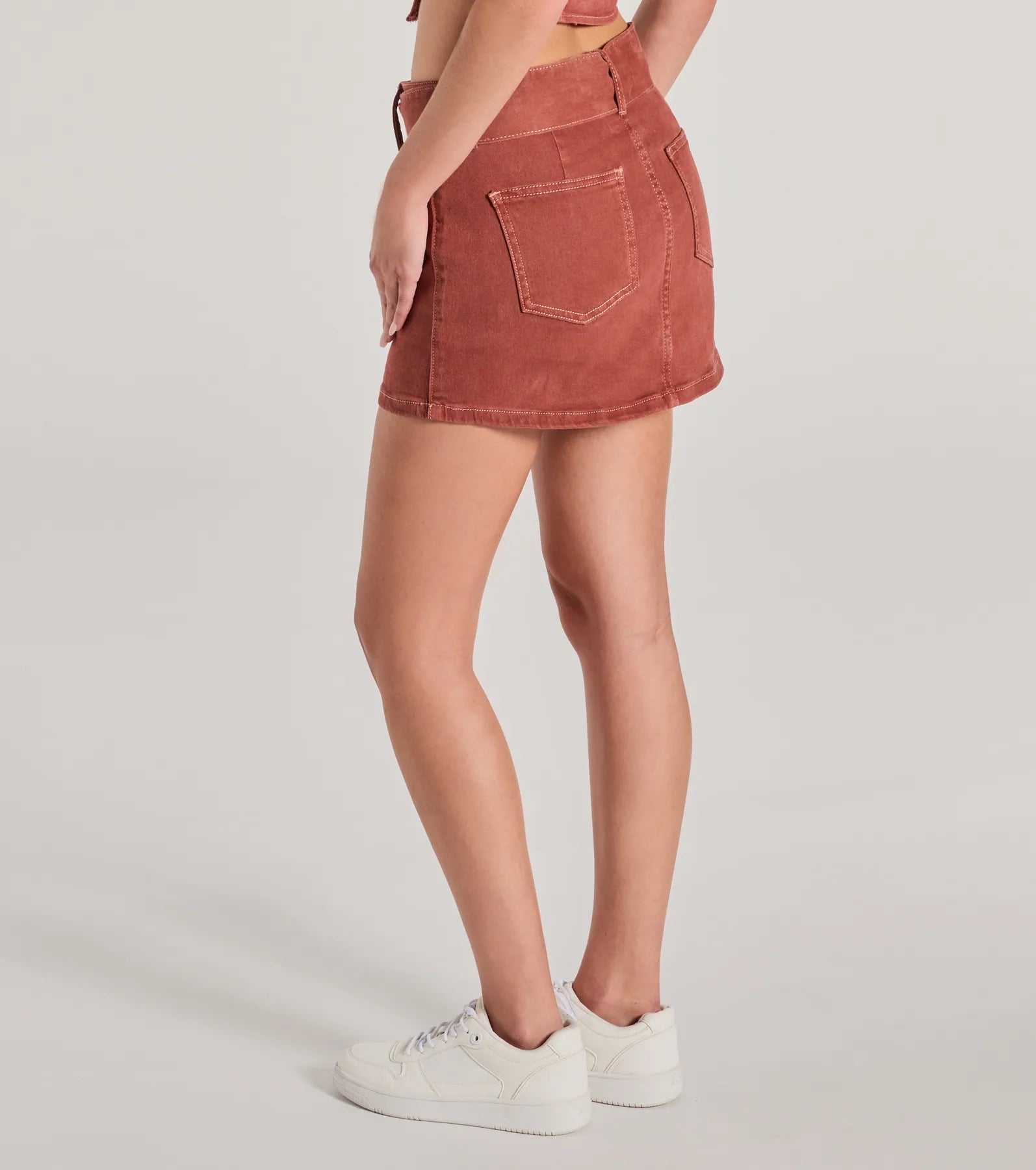 Carefree Cool Mid Rise Belted Denim Skort